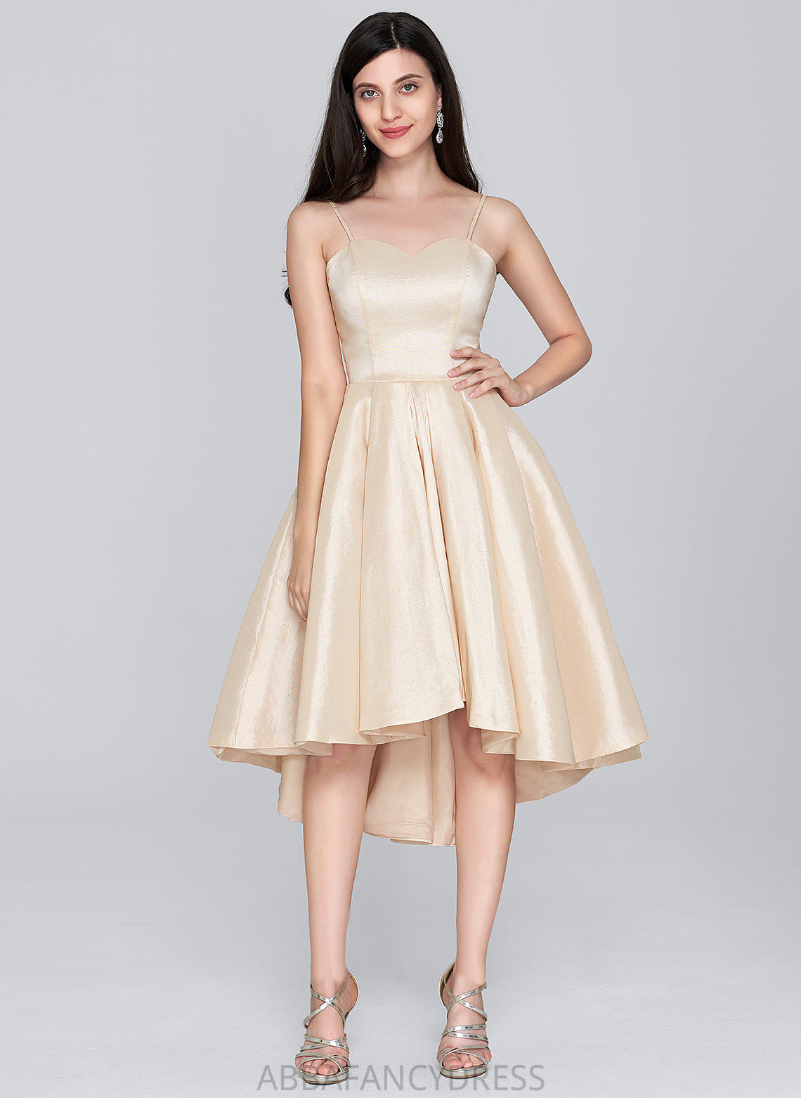 Asymmetrical Lace Tiffany Dress With Homecoming Dresses Neck A-Line Scoop Taffeta Homecoming