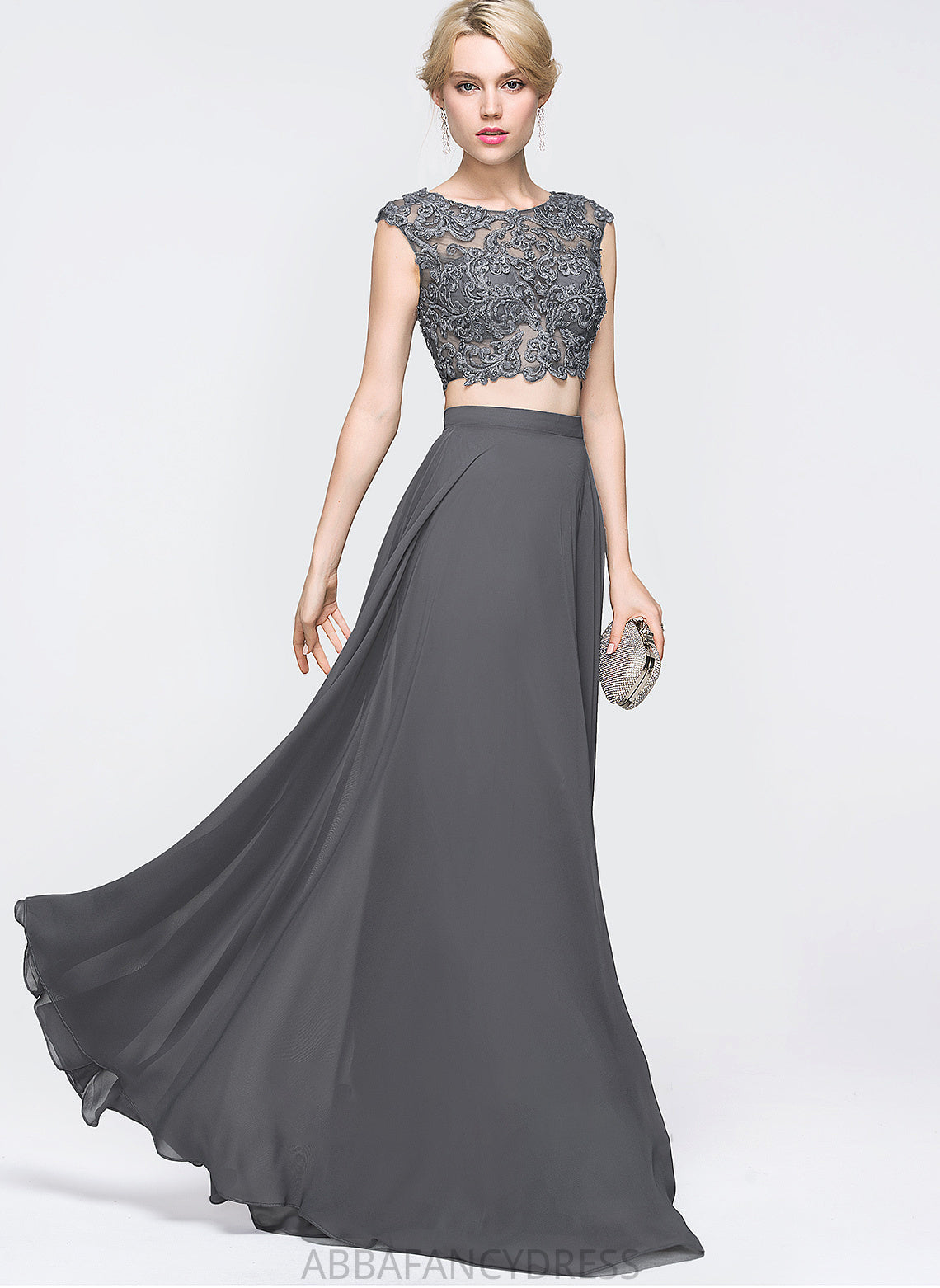 With Sequins Scoop Prom Dresses Chiffon Beading A-Line Floor-Length Neck Miah