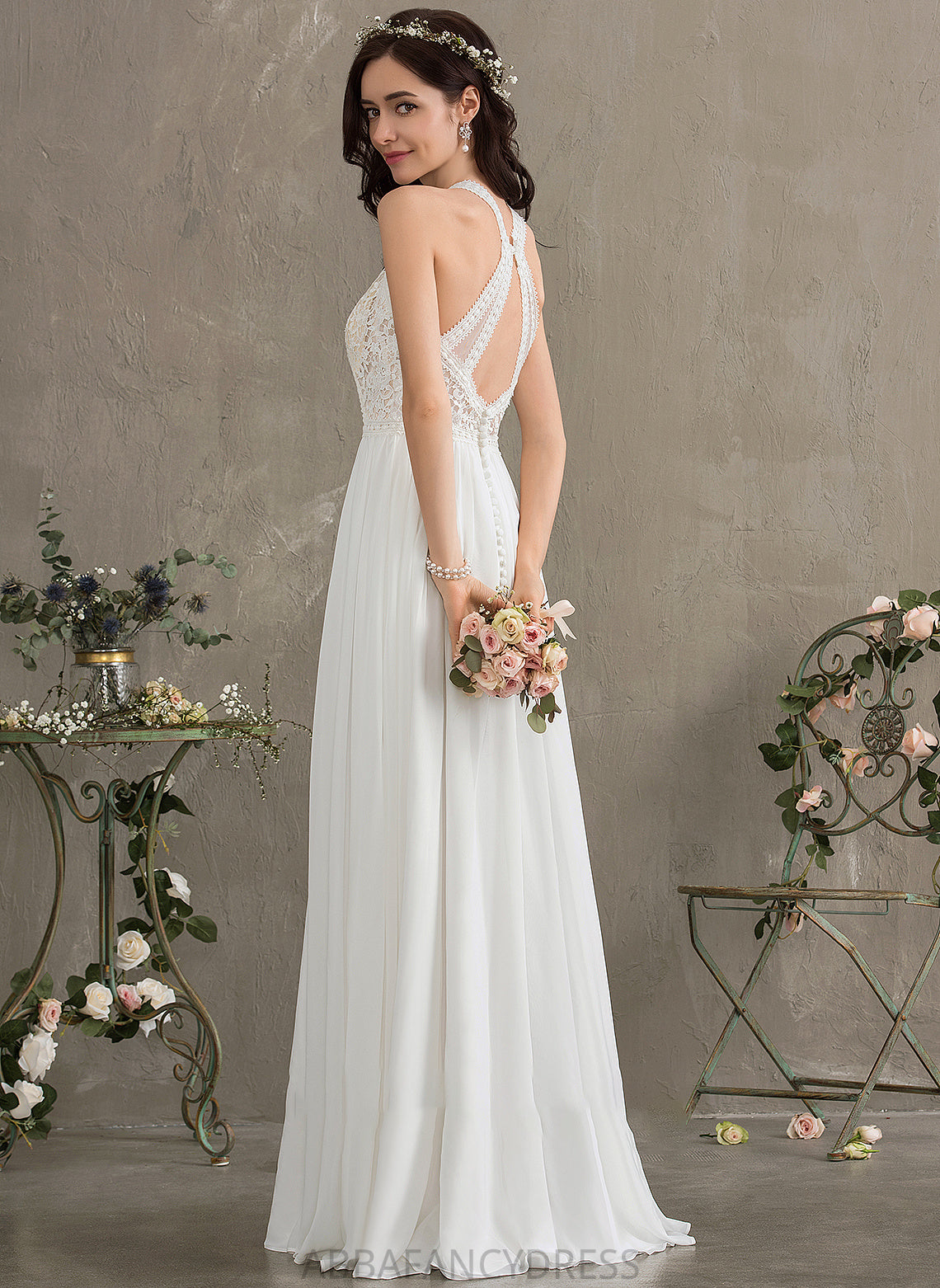 Dress A-Line Jennifer Chiffon Floor-Length Wedding Dresses Wedding Neck Scoop