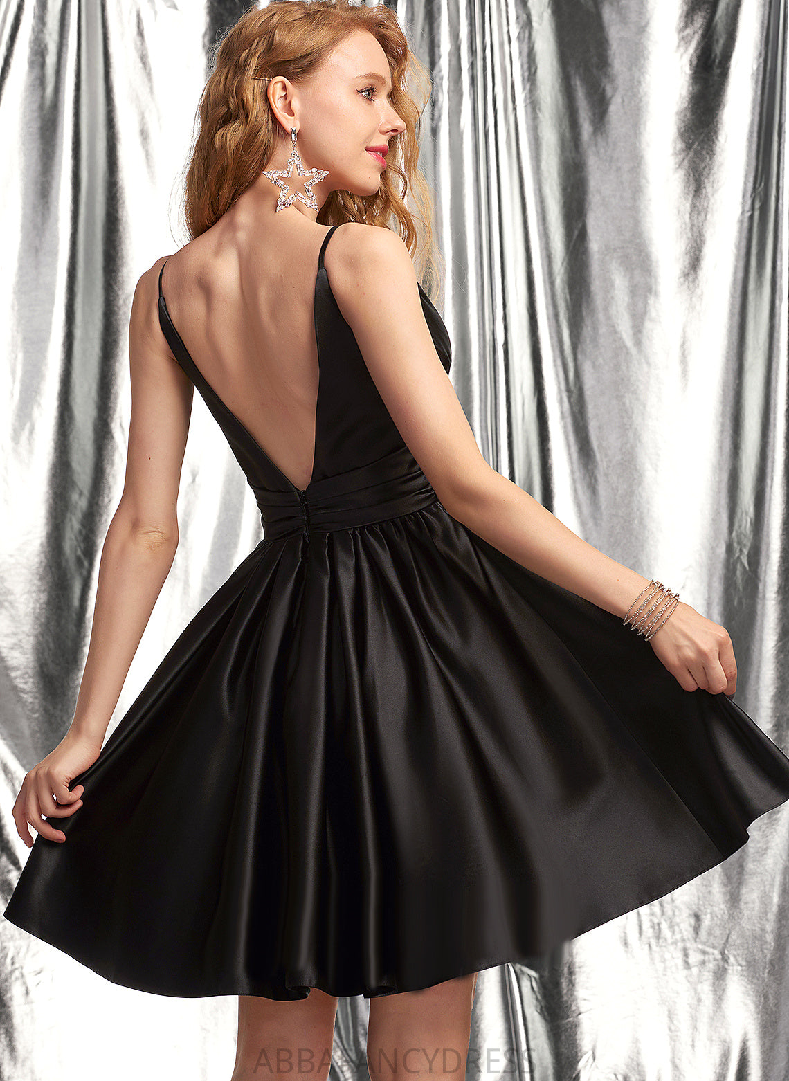 Satin Homecoming Chloe Short/Mini Homecoming Dresses A-Line Dress V-neck