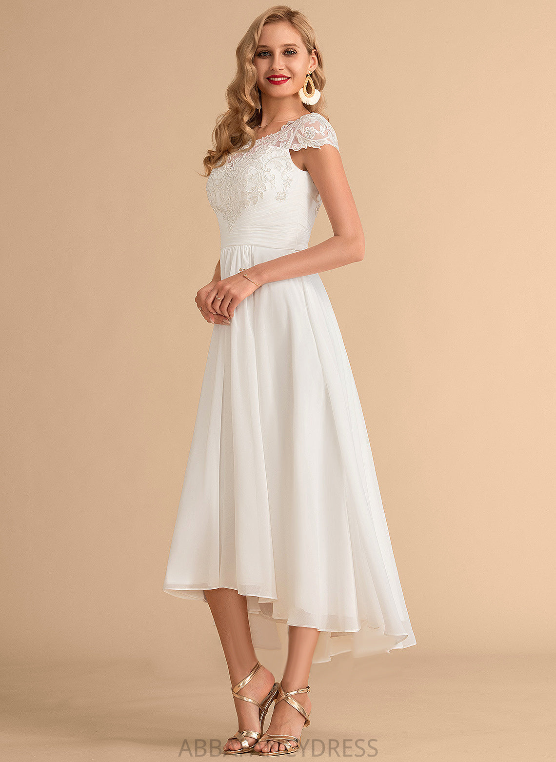 Asymmetrical Dress India Scoop Wedding Wedding Dresses A-Line Neck Chiffon Lace