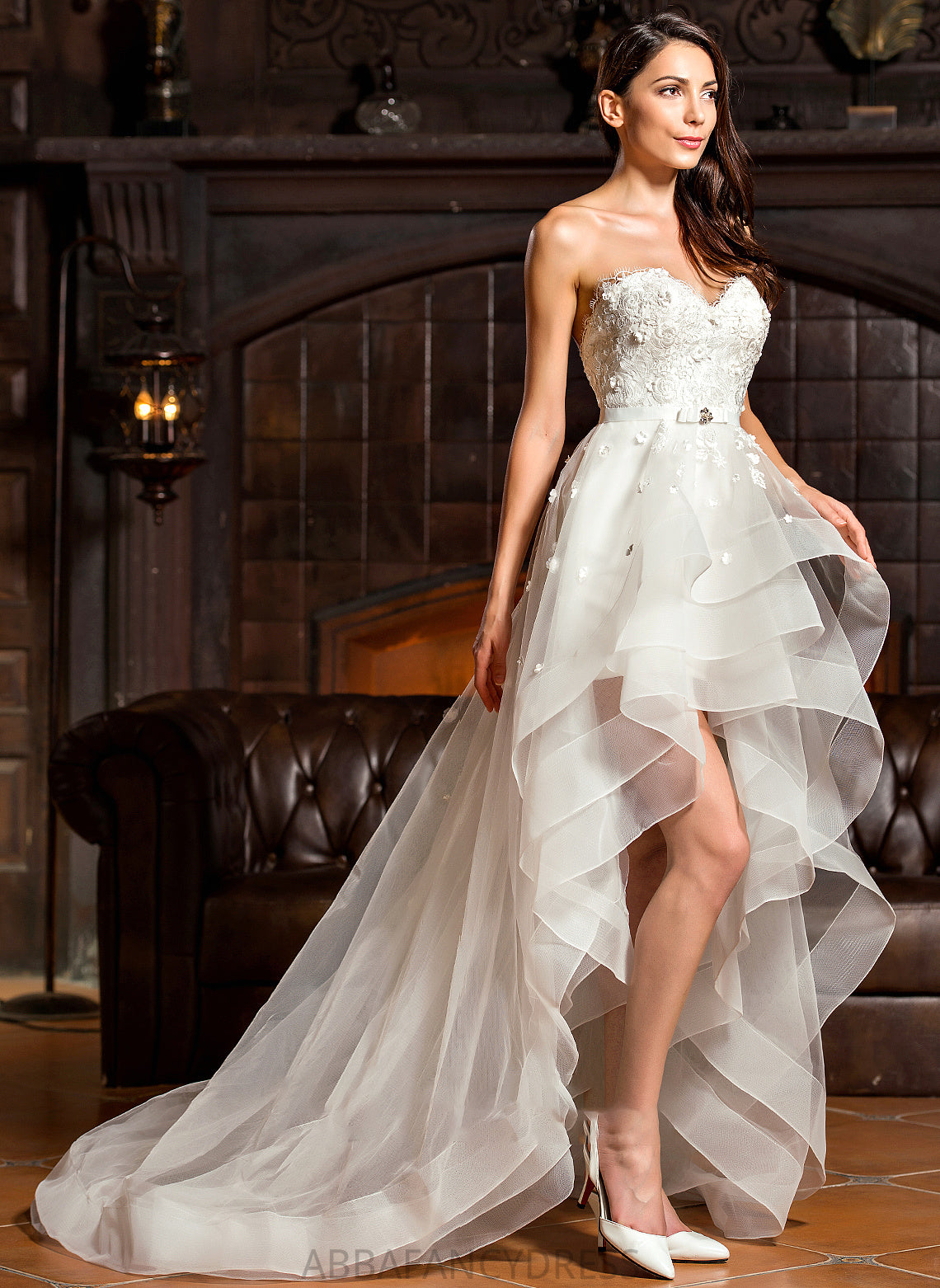 Wedding Dresses Denisse Tulle Sweetheart Asymmetrical Bow(s) With Wedding A-Line Beading Dress