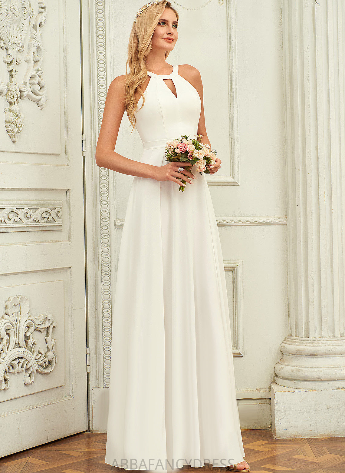 Dress Carolina Wedding Dresses Scoop A-Line Floor-Length Chiffon Wedding