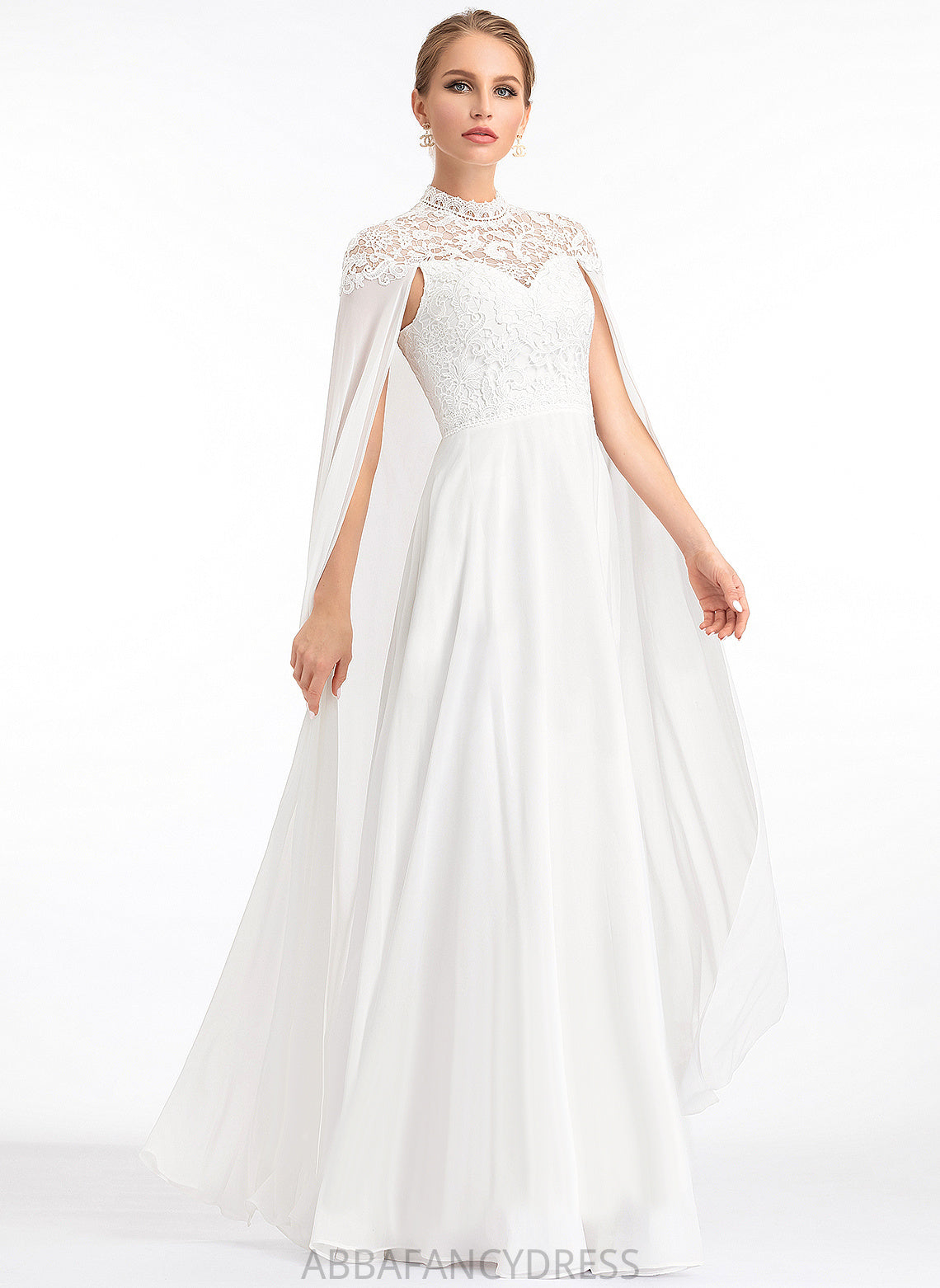 Neck Dress Chiffon Kira Wedding High Lace Floor-Length A-Line Wedding Dresses