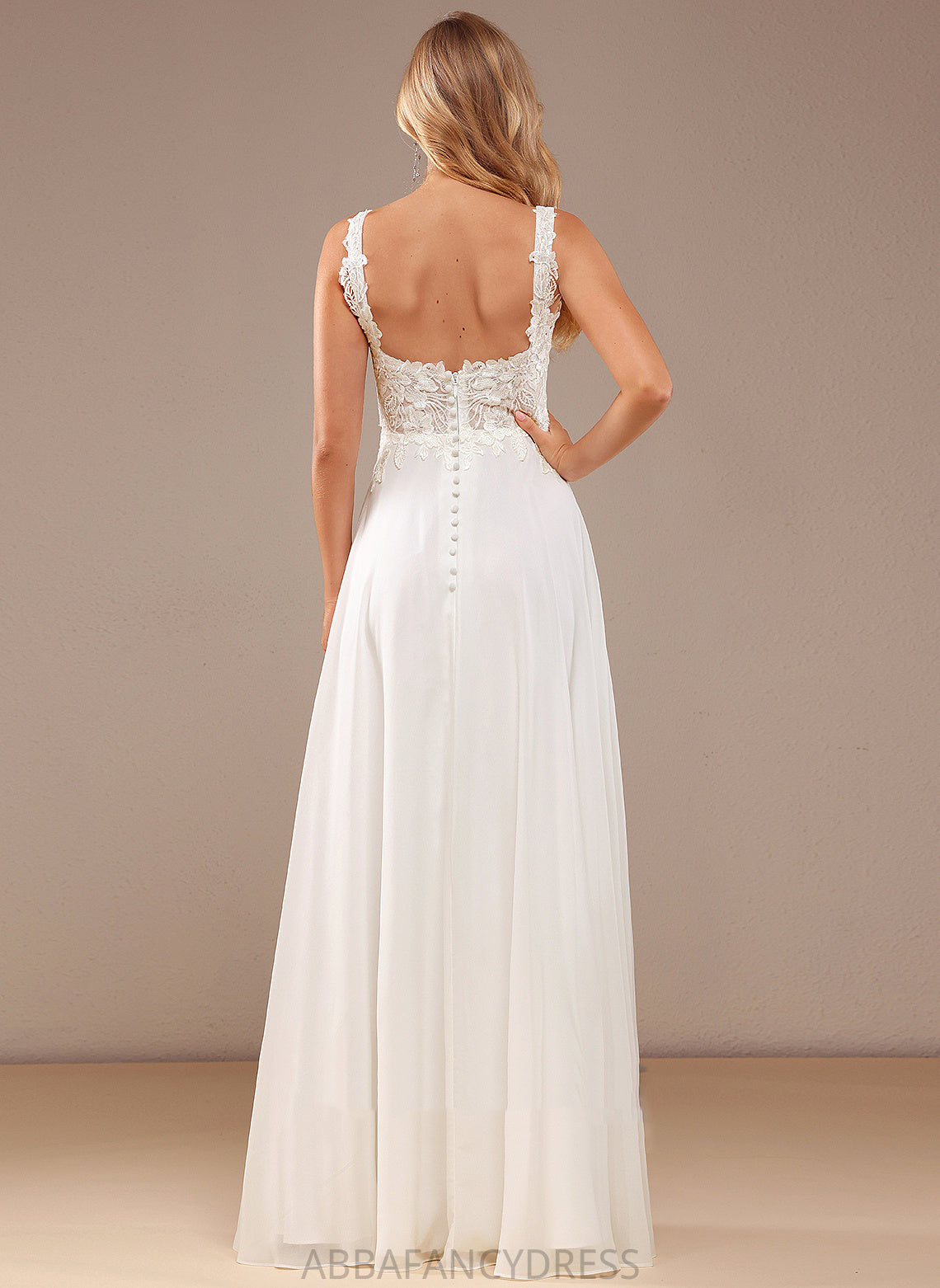 Dress Floor-Length A-Line With Wedding Dresses Sequins Wedding Melina Lace Chiffon Neckline Lace Square