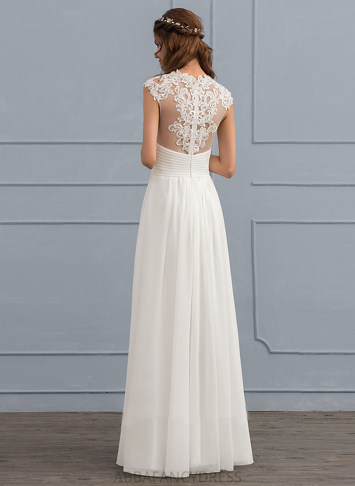 Sweetheart Nadine Wedding Dresses With A-Line Wedding Ruffle Chiffon Floor-Length Lace Dress