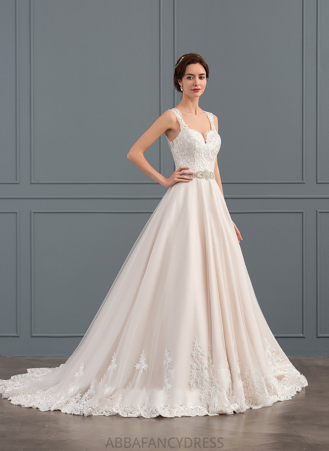 Ball-Gown/Princess Wedding Dresses Train Dress With Tulle Beading Wedding Lace Aliza Sweetheart Court