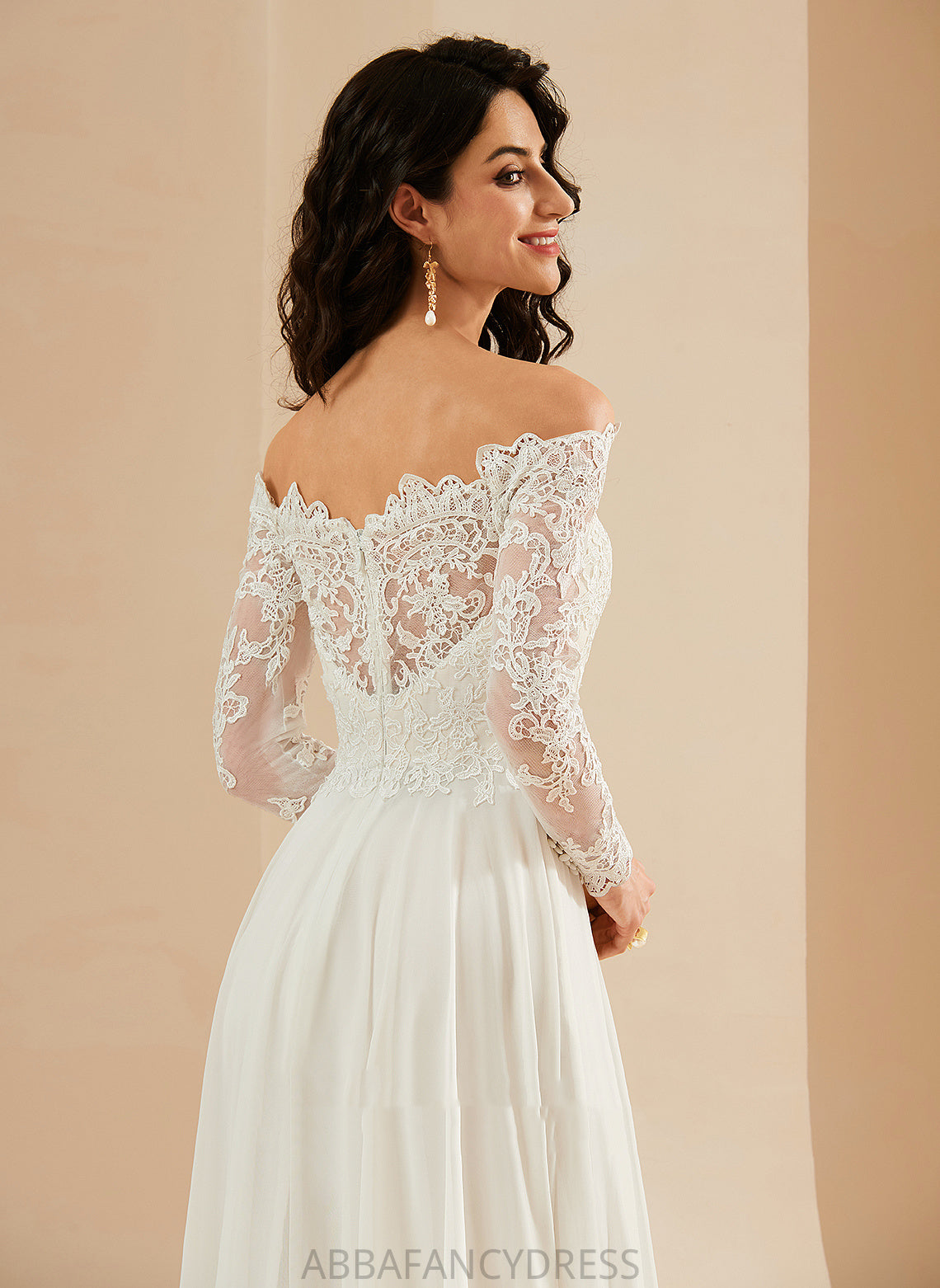 Train Wedding Dresses Wedding Lace Off-the-Shoulder Dress With A-Line Chiffon Maisie Sweep