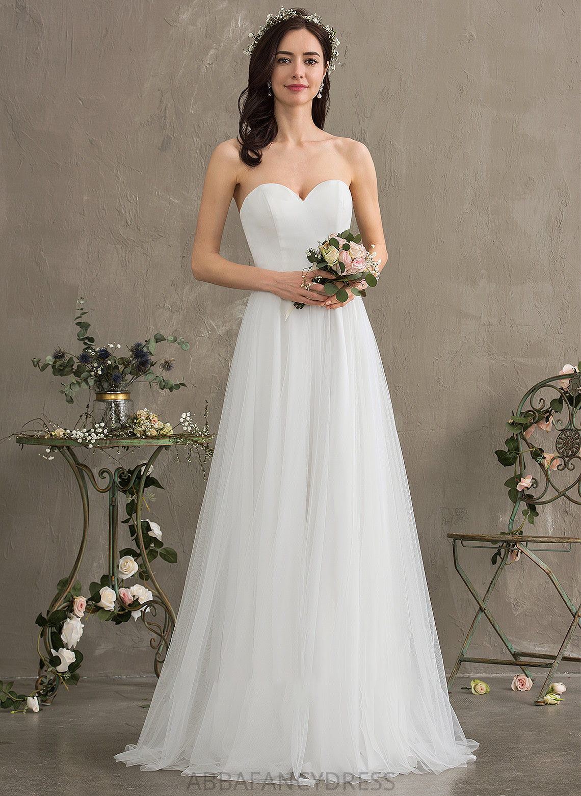 Wedding Floor-Length Tulle Dress A-Line Kirsten Wedding Dresses Sweetheart