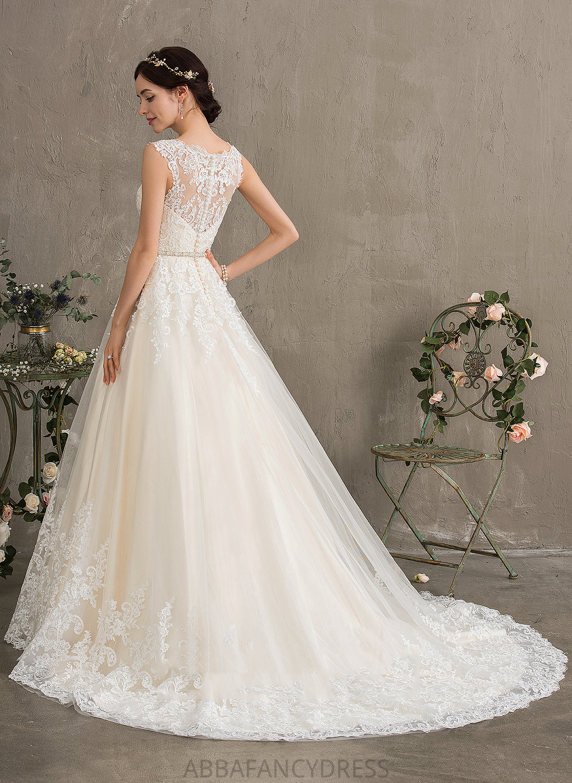 Ashlyn Sweetheart Ball-Gown/Princess Lace Beading Court With Tulle Wedding Dress Train Sequins Wedding Dresses