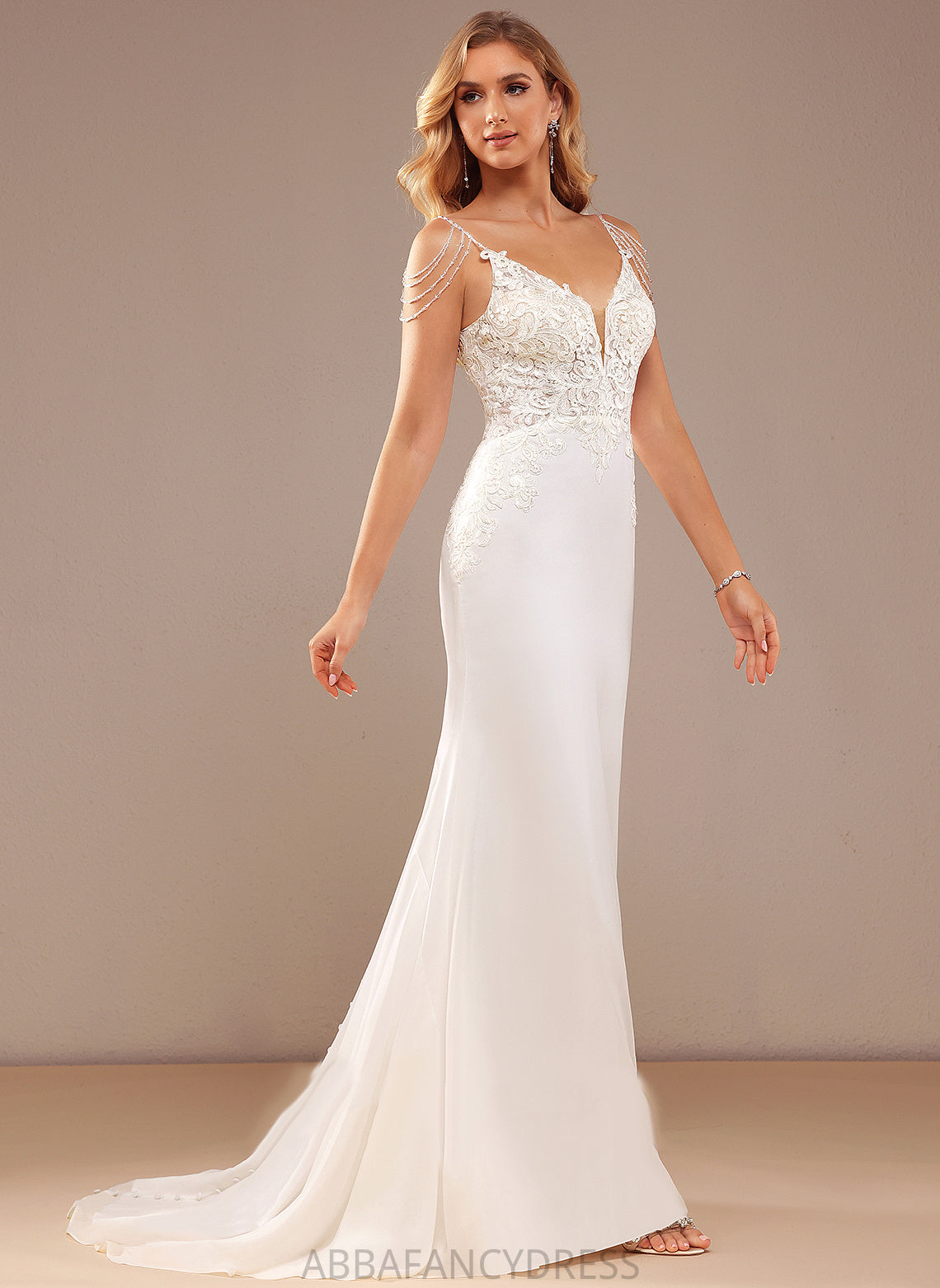 Lace Court Wedding Dresses Wedding V-neck Kaylyn With Trumpet/Mermaid Beading Chiffon Sequins Train Dress Lace