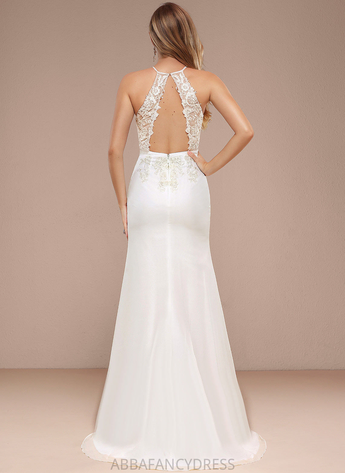 Chiffon Halter Lace Roselyn Dress Sequins Trumpet/Mermaid Sweep Wedding Dresses Train Wedding With