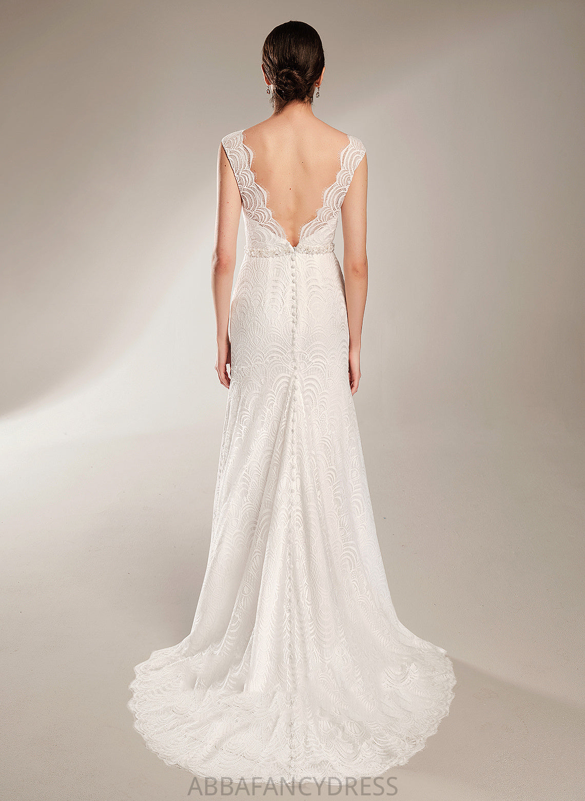 Scoop Dress Court Wedding Dresses Sheath/Column Nathalia Wedding Lace Train With Neck Sequins Beading