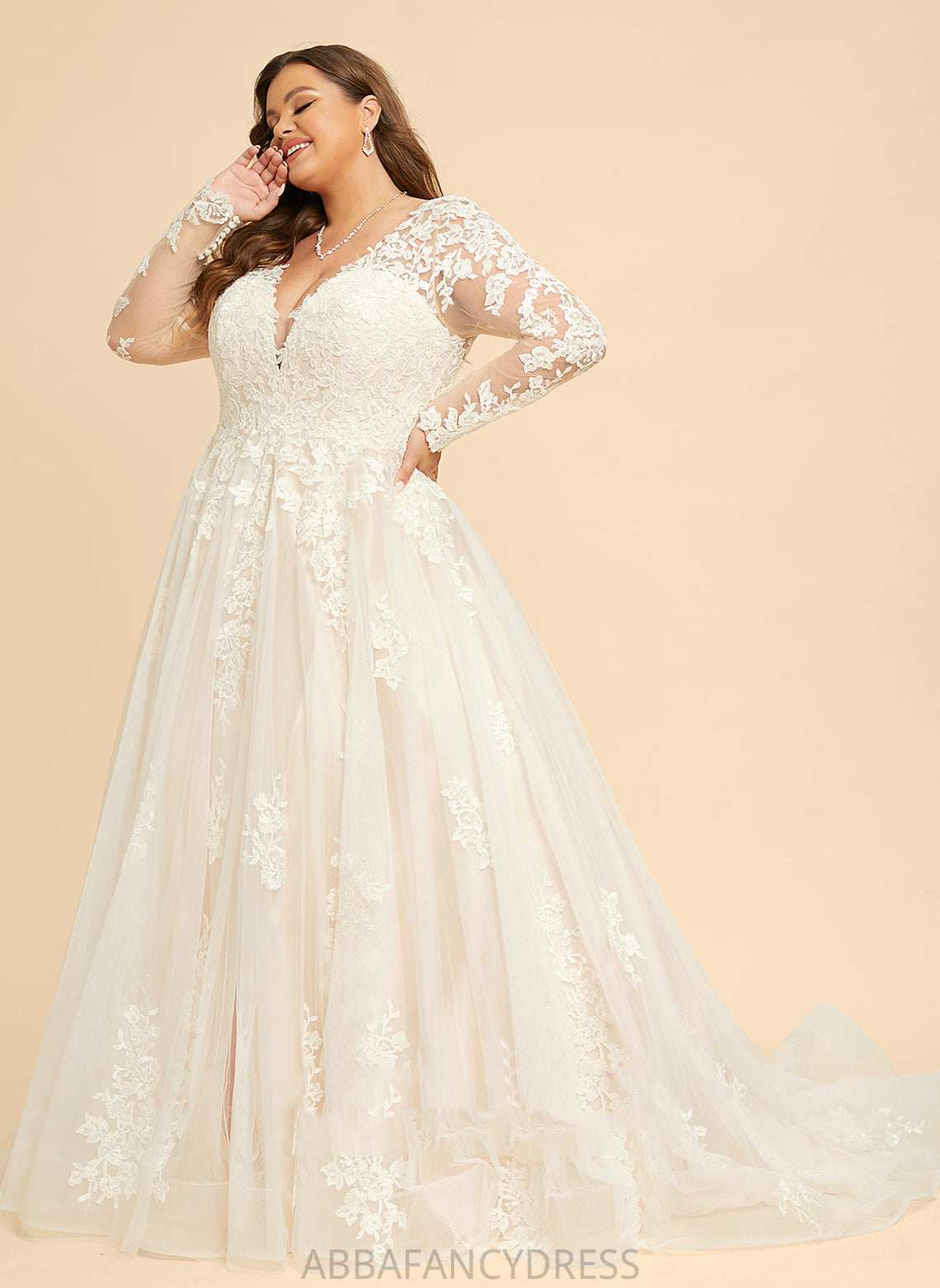 Dress Train Court Tulle V-neck Lace Ball-Gown/Princess Giada Wedding Dresses Wedding