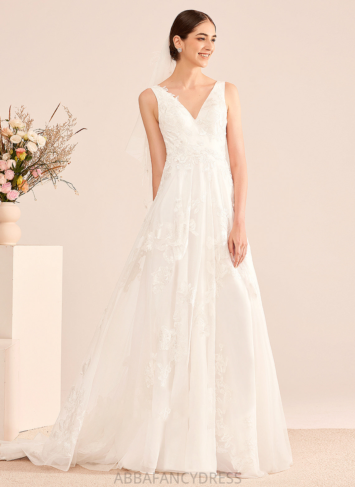 A-Line Nancy Wedding Dresses Court Dress Train V-neck Lace With Wedding