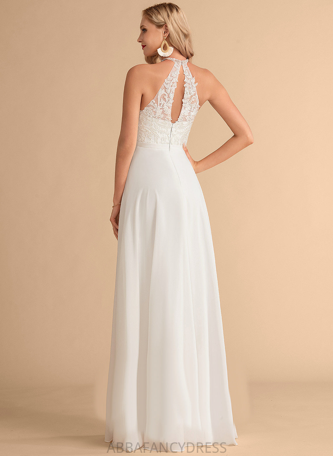 Neck Wedding Floor-Length A-Line Wedding Dresses Chiffon High Dress Gwendoline Lace