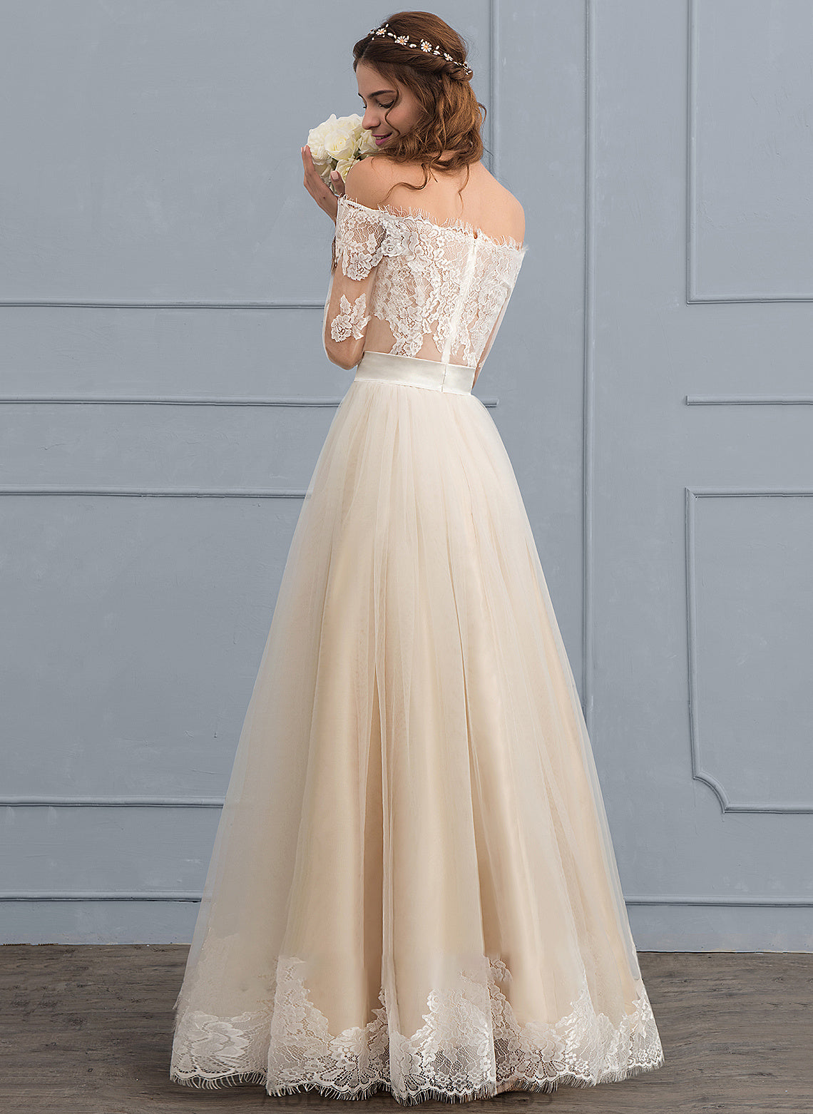 Tulle Lace Wedding Dresses A-Line Moriah Floor-Length Dress Wedding