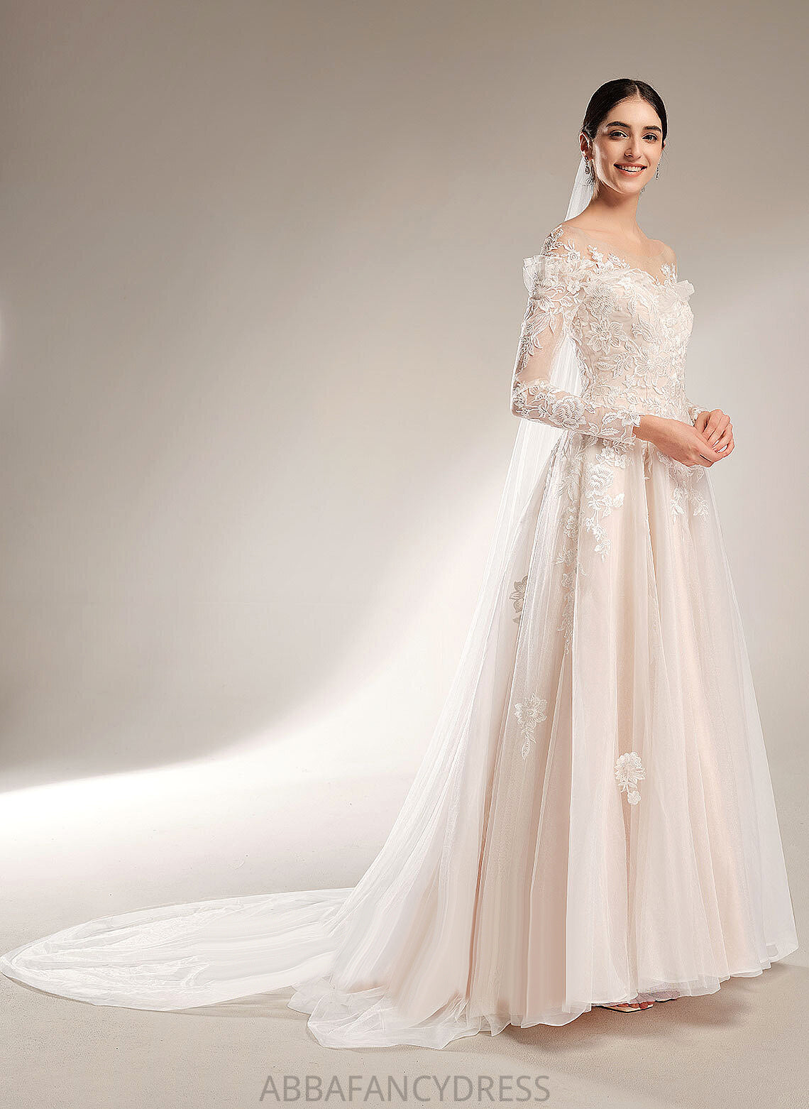 Train Tulle Lace Off-the-Shoulder Wedding Dresses With Dress Lily Wedding Court Ball-Gown/Princess Sequins