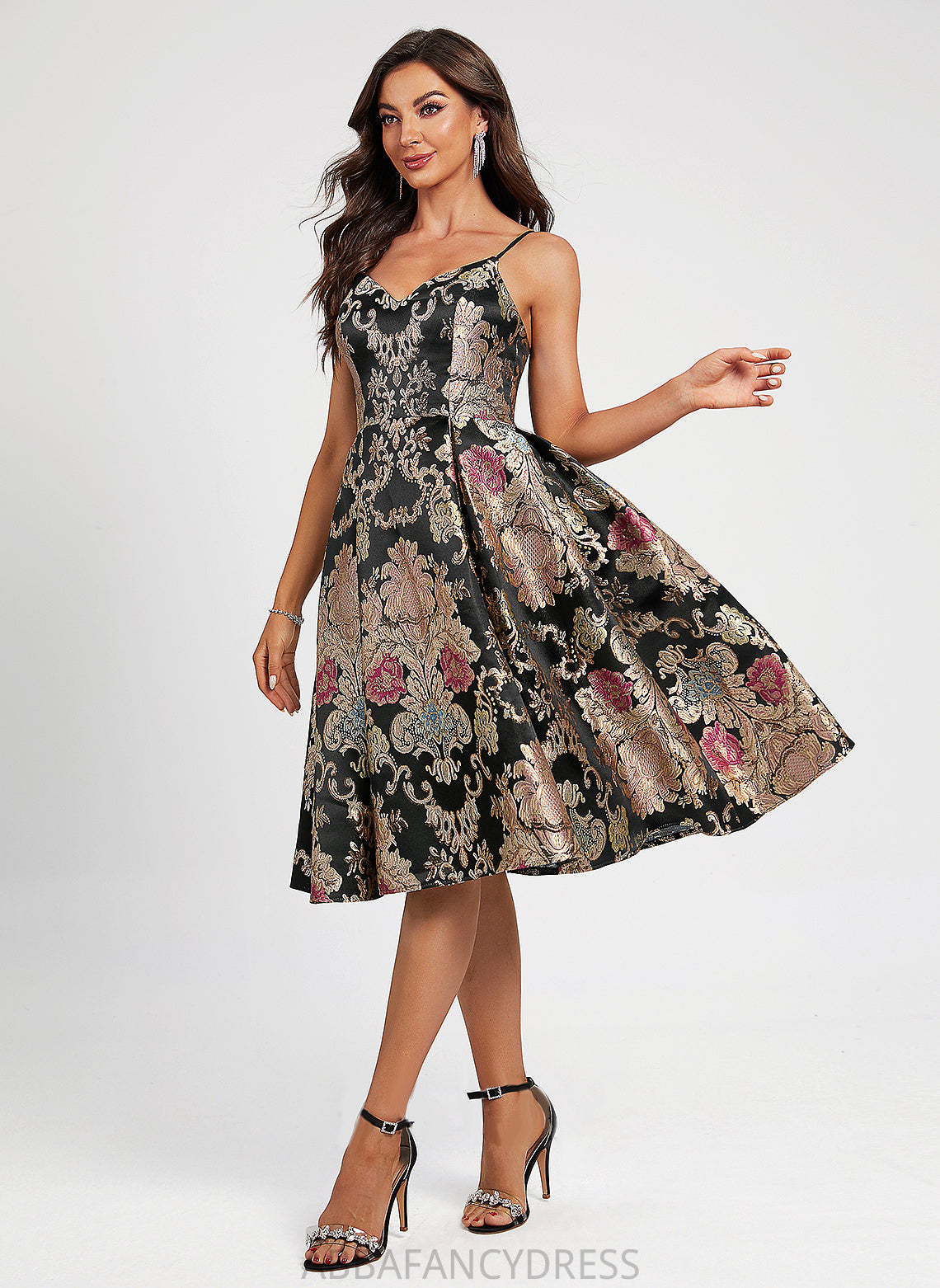 Dress A-Line Lace With Flower(s) Homecoming Karlie Knee-Length V-neck Homecoming Dresses