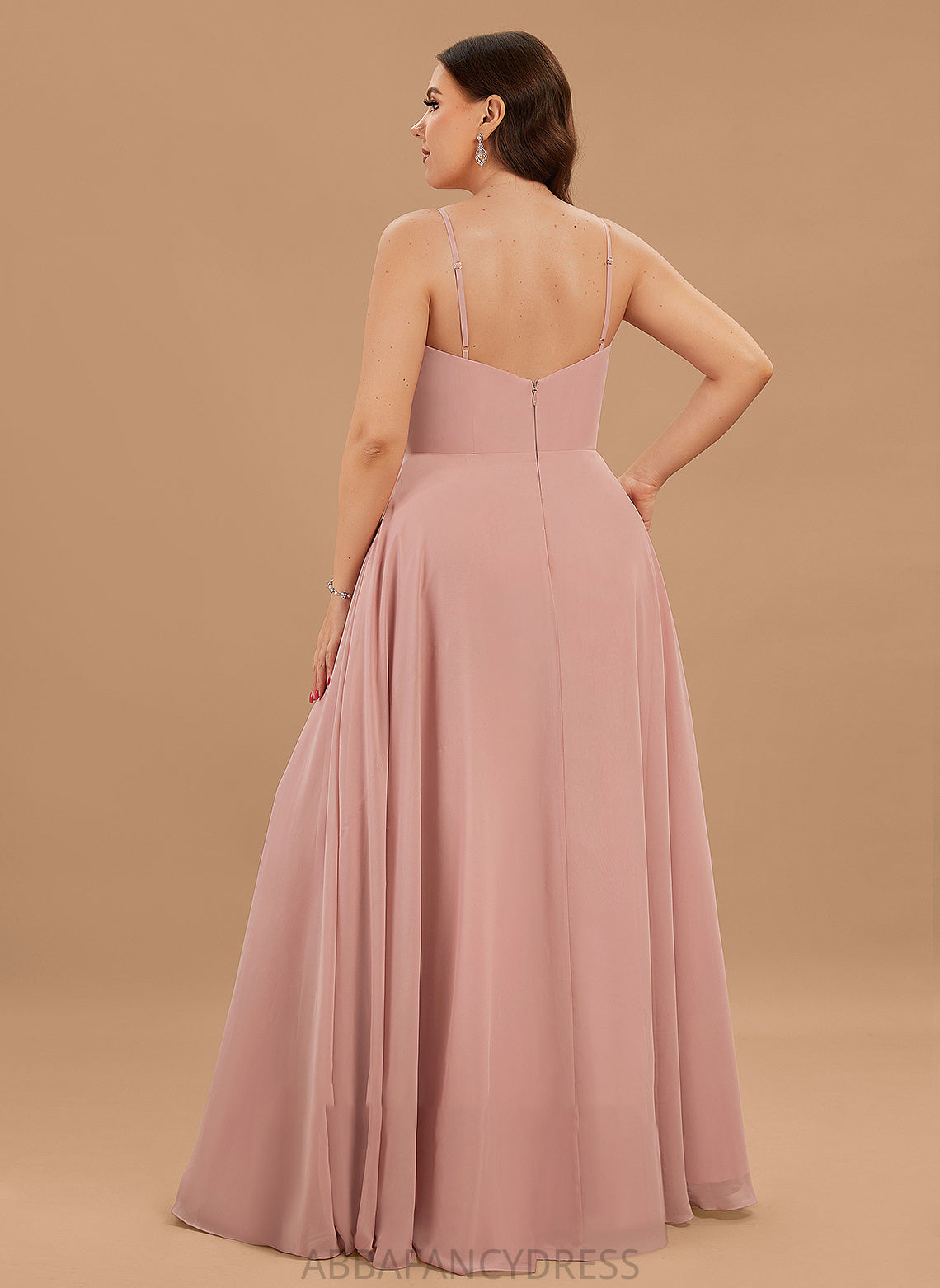 Prom Dresses Floor-Length Ruffle With A-Line V-neck Chiffon Pockets Belen