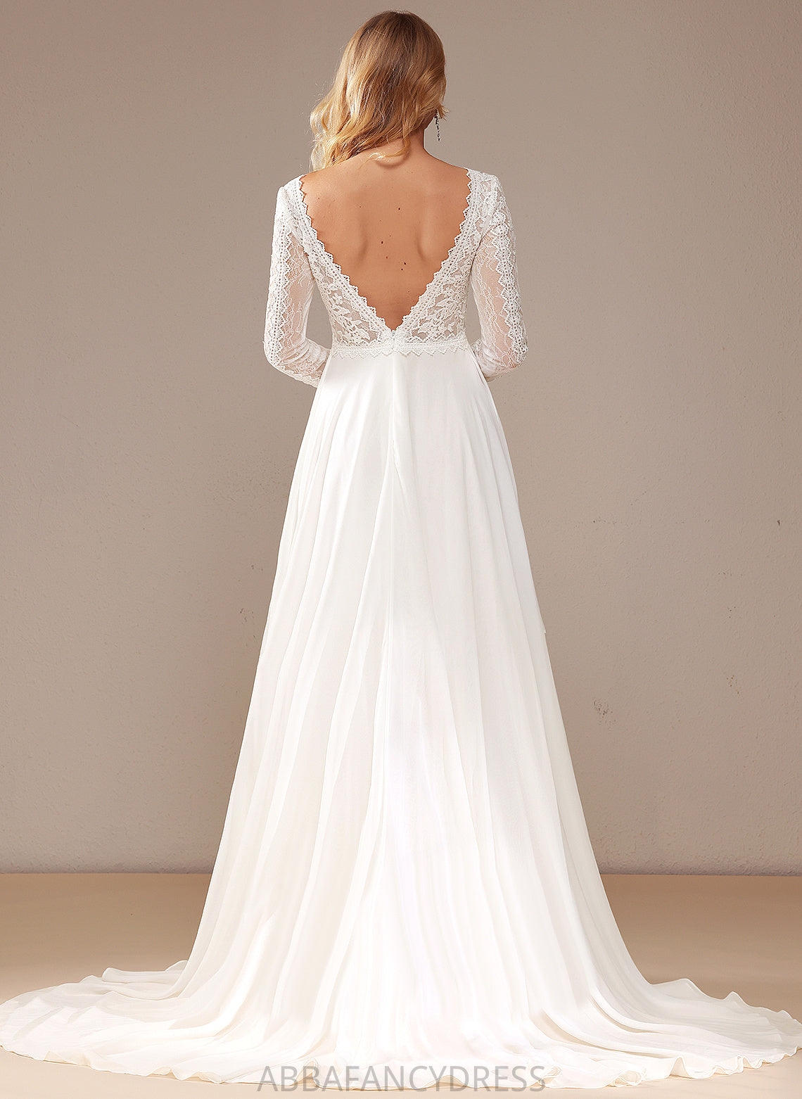 Train Lace Chiffon With Wedding Dress V-neck Ayana Ruffle A-Line Wedding Dresses Lace Court