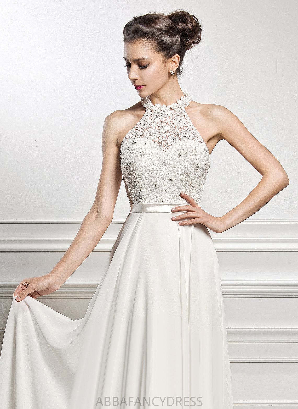 Beading Imani With Dress Wedding Dresses Lace Chiffon A-Line Wedding Sequins Floor-Length