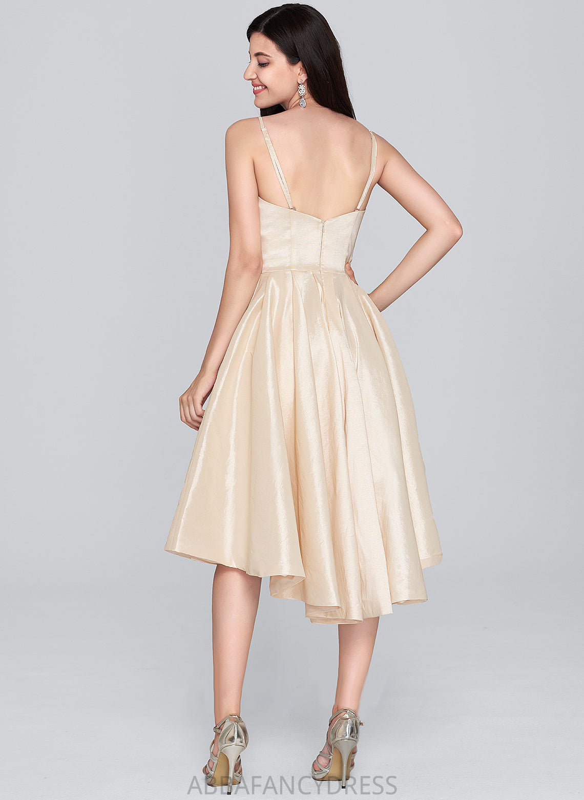 Asymmetrical Lace Tiffany Dress With Homecoming Dresses Neck A-Line Scoop Taffeta Homecoming