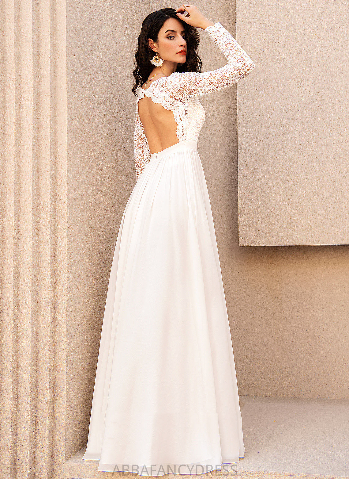 Wedding Wedding Dresses Chiffon Dress V-neck Yareli Floor-Length A-Line