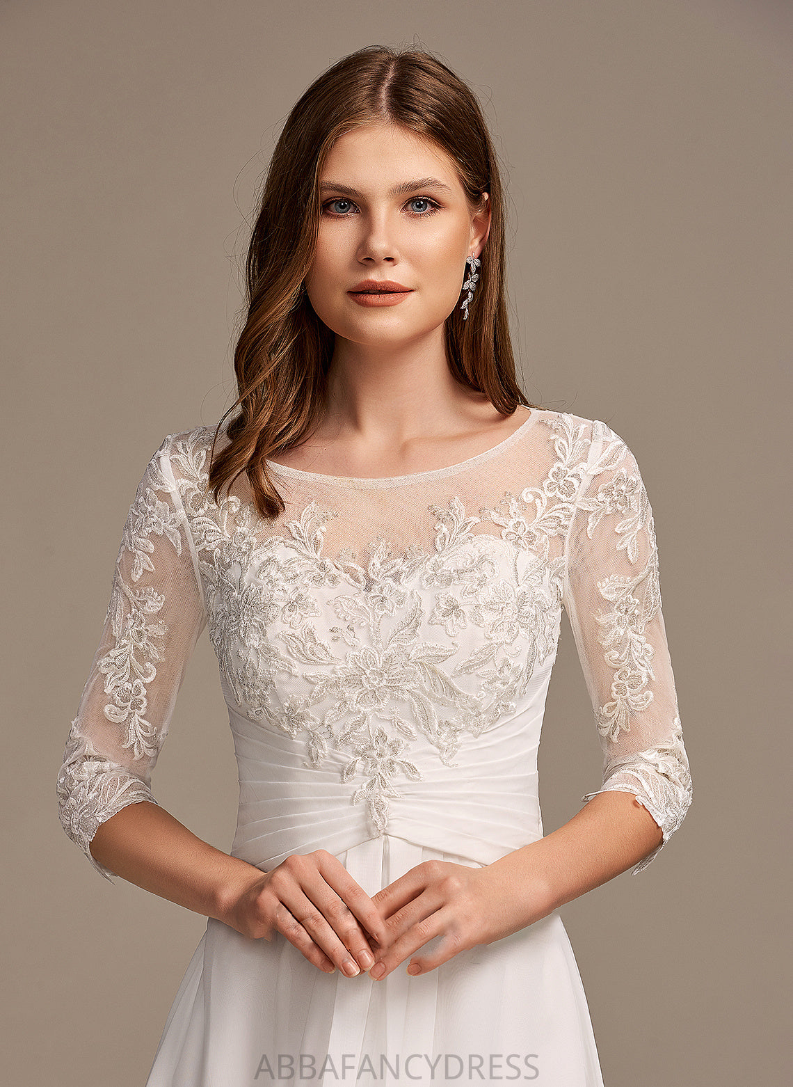 Mavis Lace Dress With A-Line Wedding Illusion Wedding Dresses Asymmetrical