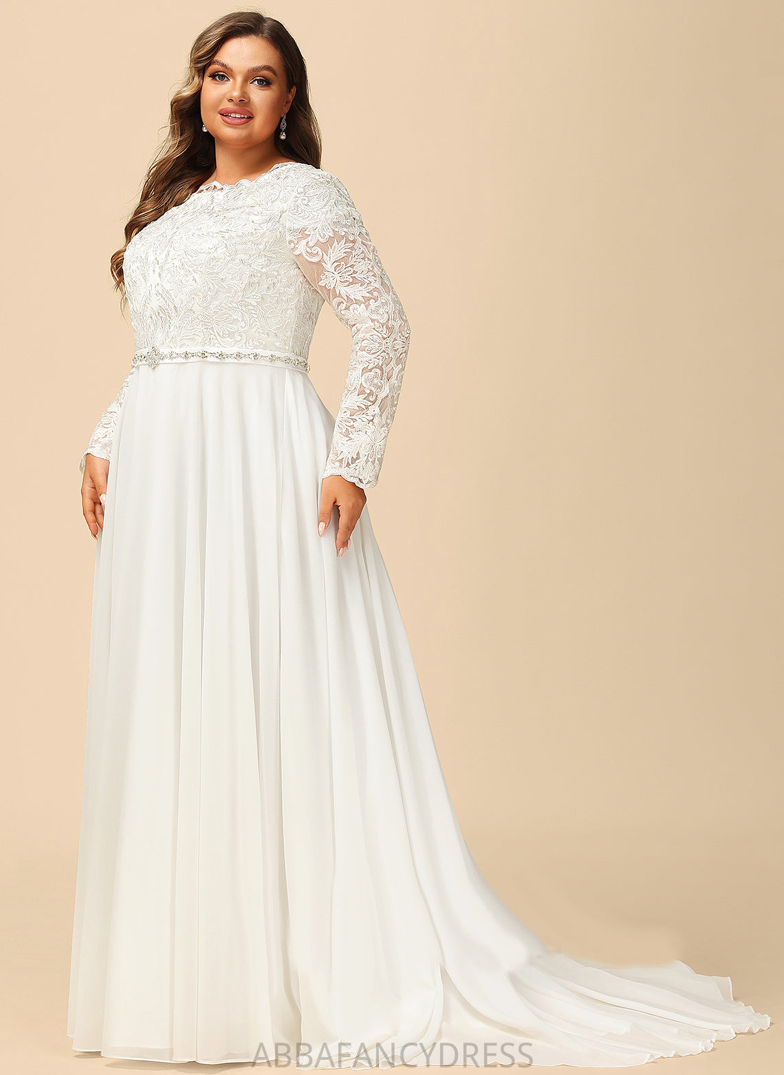 Beading Izabelle Court Chiffon Dress With Lace Wedding Wedding Dresses Train A-Line