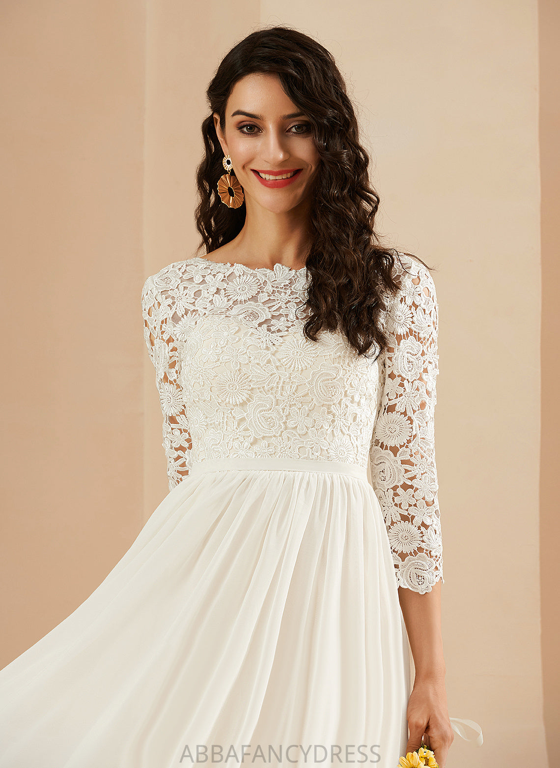 A-Line Train Sweep Wedding Neck Chiffon Lace With Wedding Dresses Dress Avery Scoop