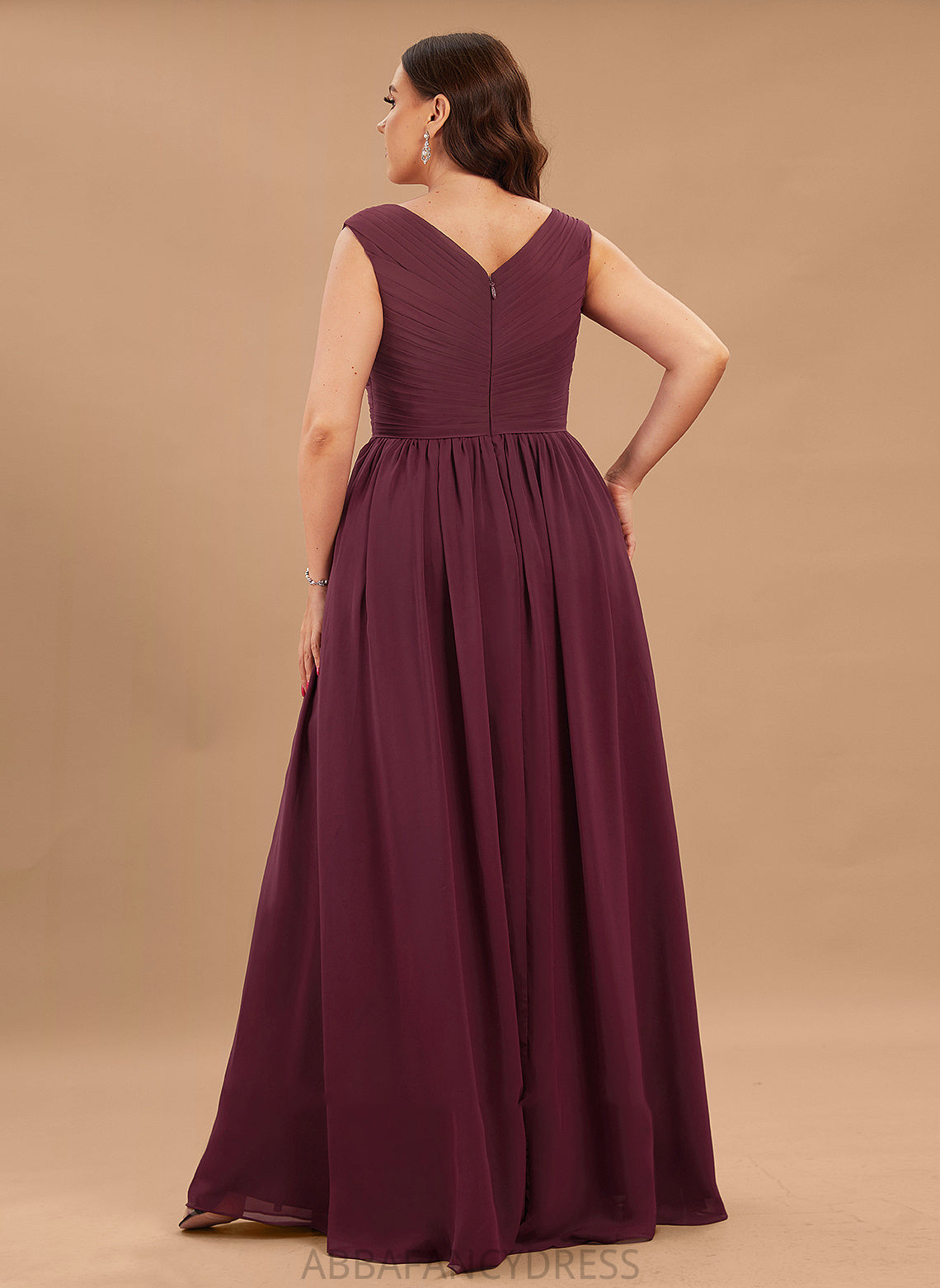 Pockets Chiffon Ruffle Floor-Length Off-the-Shoulder Angelina Prom Dresses Front A-Line Split With