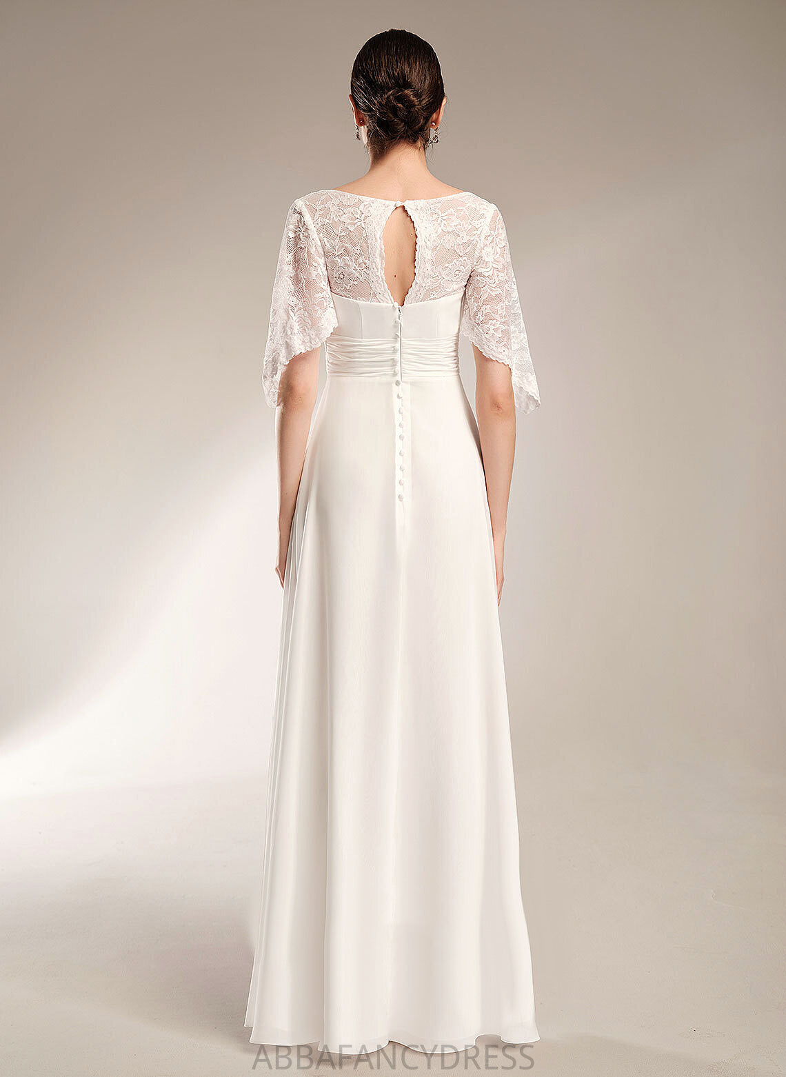 Dress Aracely Chiffon Wedding Dresses Lace V-neck With Wedding Sheath/Column Floor-Length