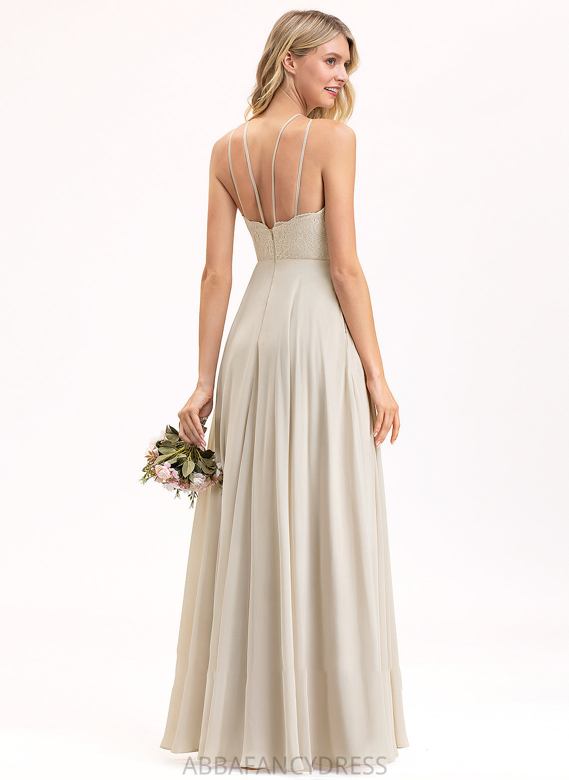 A-Line ScoopNeck Embellishment Silhouette Fabric Floor-Length Pockets Length Neckline Nicole Floor Length Empire Waist