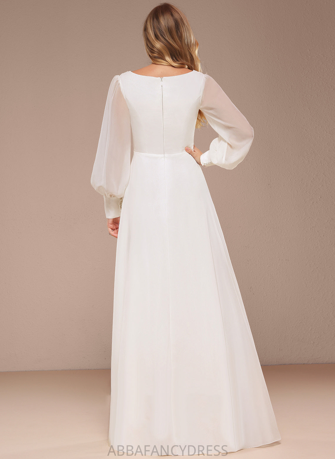 Aniya V-neck With Lace Sequins Wedding A-Line Dress Wedding Dresses Floor-Length Chiffon