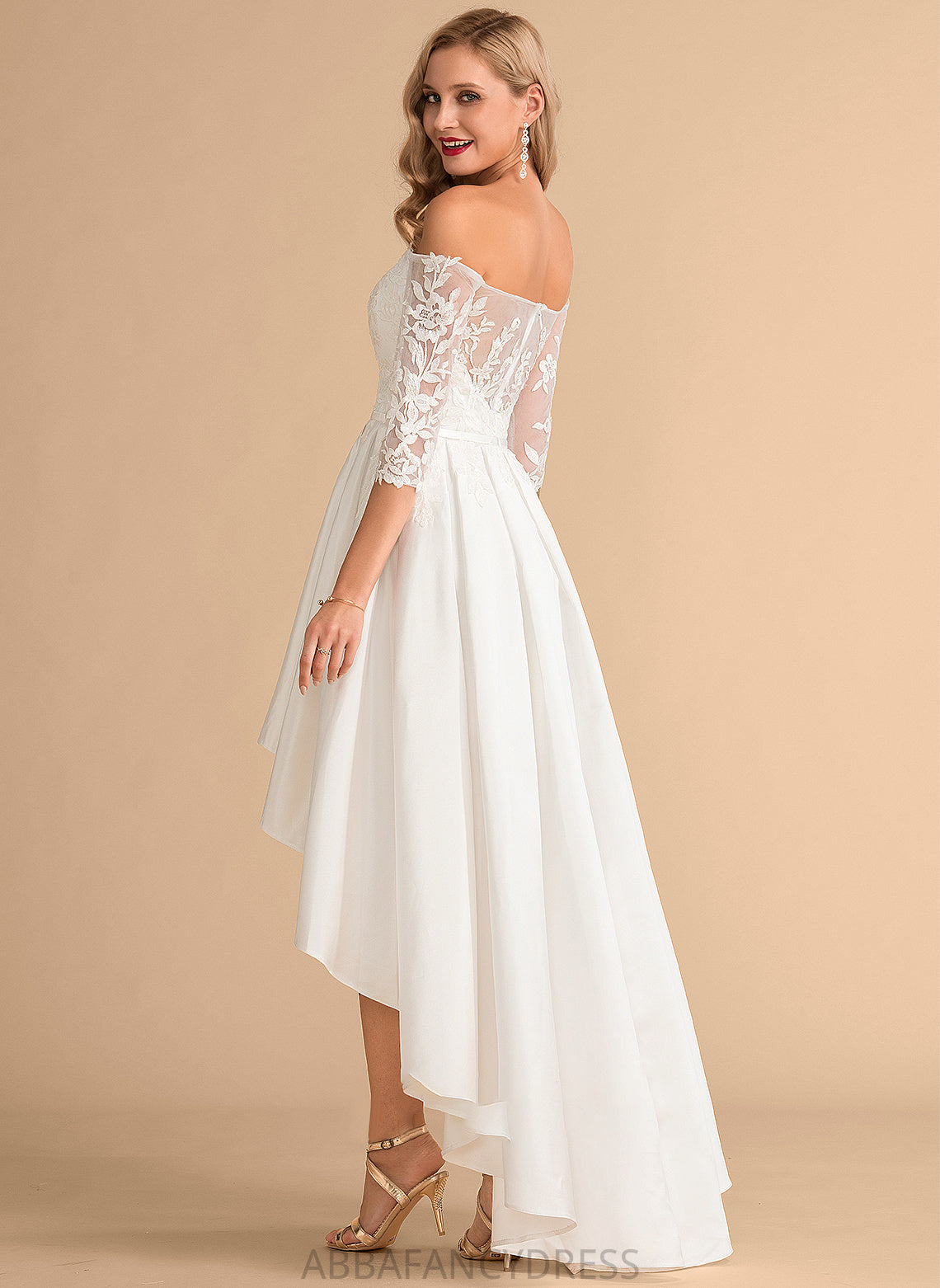 A-Line Satin Wedding Dresses Dress Asymmetrical Wedding Lace Frederica