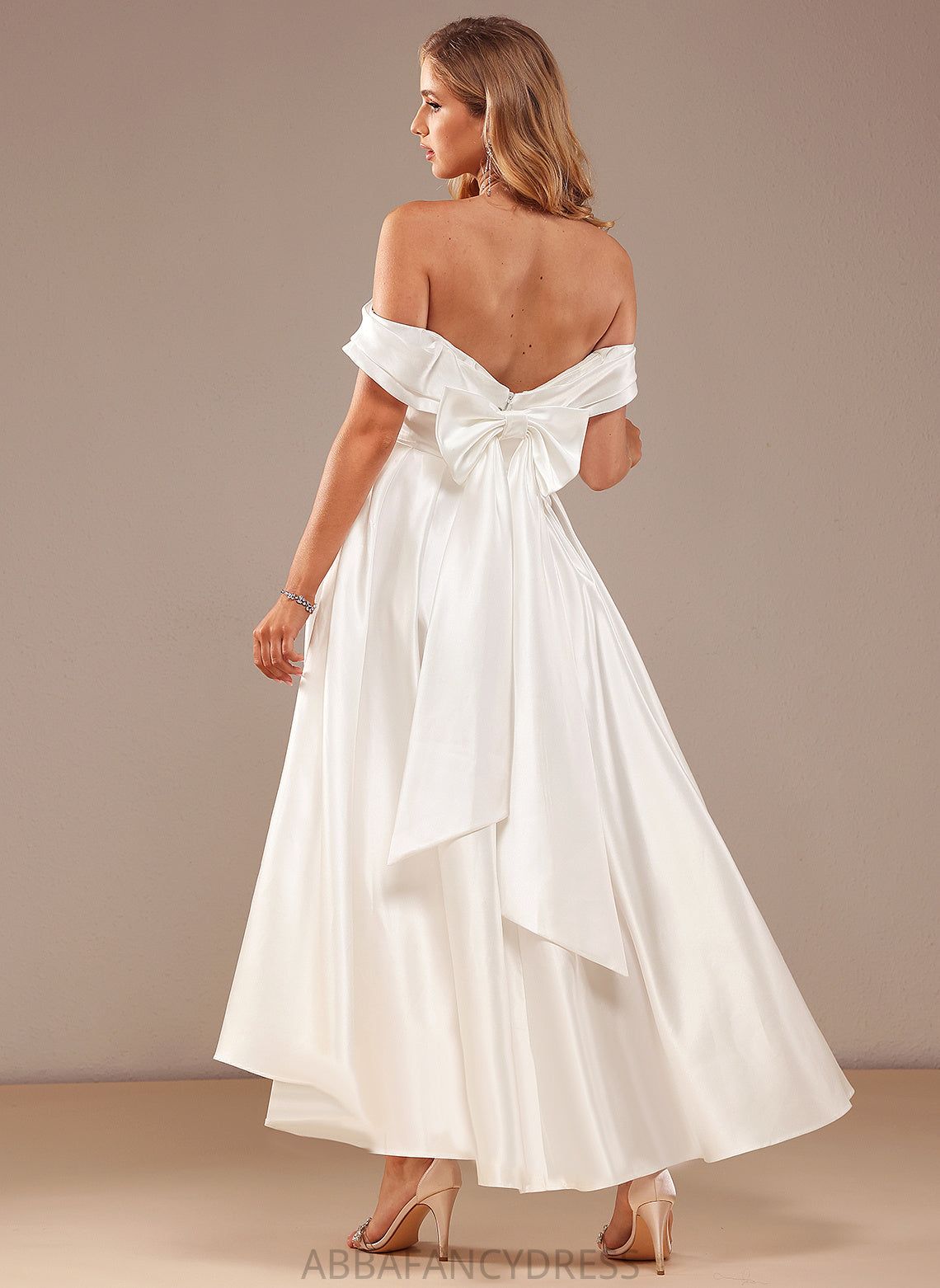 Satin Asymmetrical A-Line Ryan Dress With Off-the-Shoulder Wedding Pockets Wedding Dresses