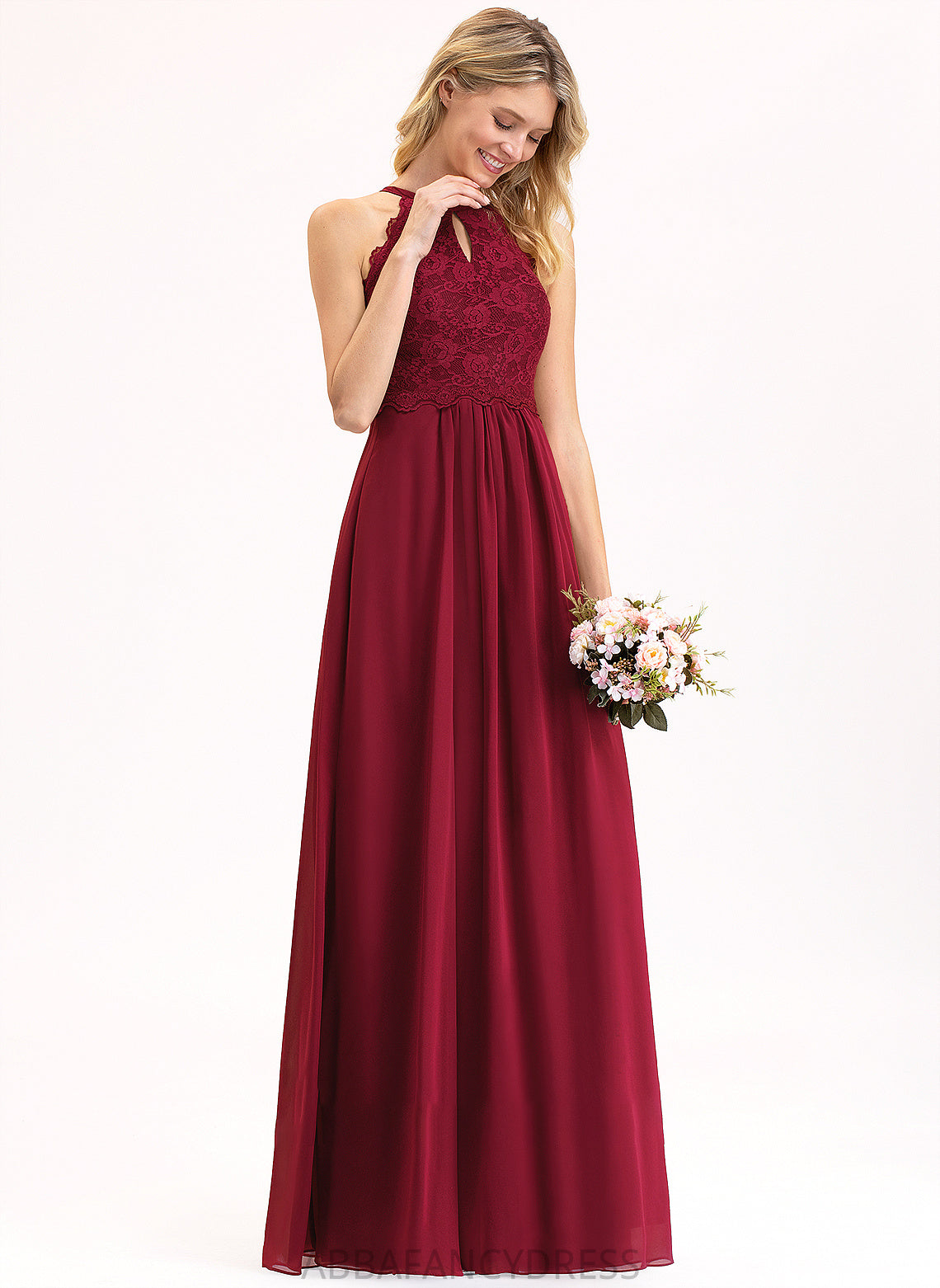 Silhouette Floor-Length Straps Fabric Lace Length A-Line Neckline ScoopNeck Brynlee Sleeveless Spaghetti Staps