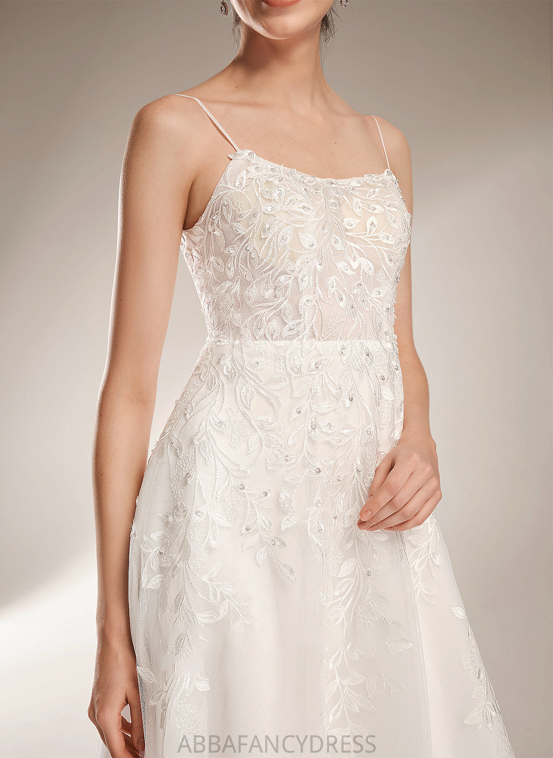 A-Line Train Sequins Wedding Dresses Dress With Neckline Square Court Wedding Beading Lilah