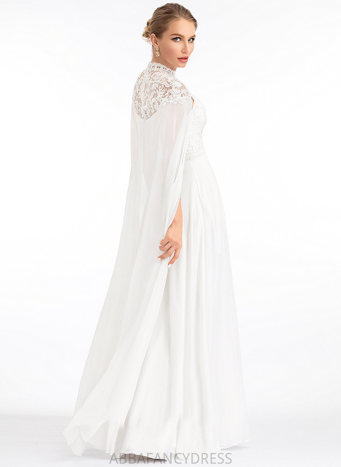 Neck Dress Chiffon Kira Wedding High Lace Floor-Length A-Line Wedding Dresses