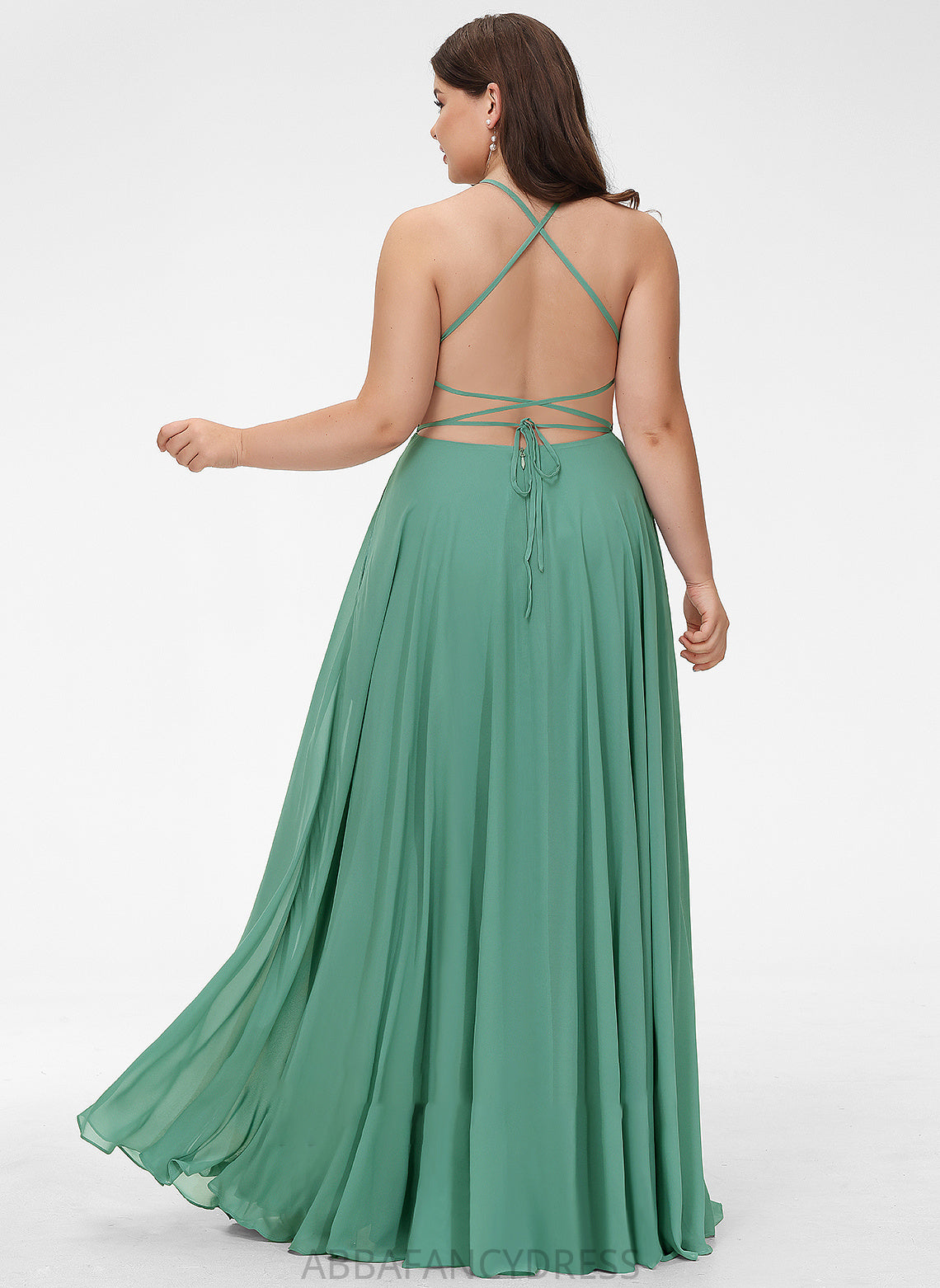 Front Sophie Pockets Square Prom Dresses With Split Chiffon Floor-Length A-Line Neckline