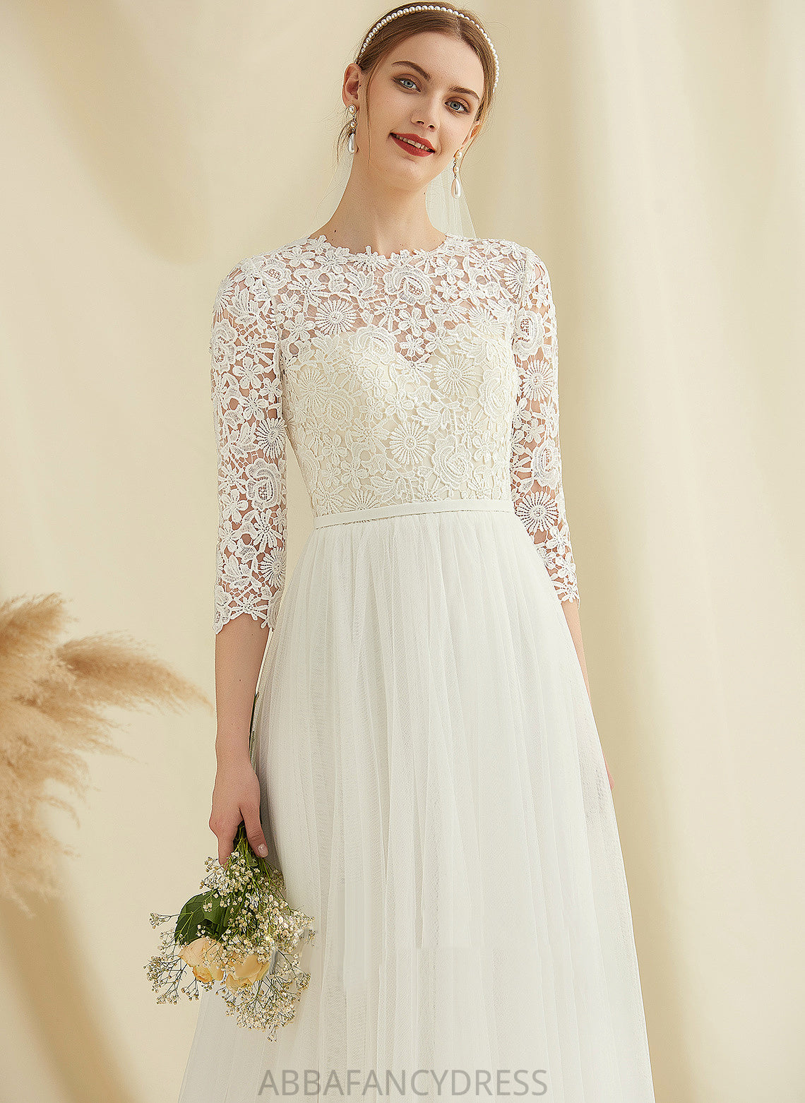 Kaylin Wedding Dress Wedding Dresses A-Line Lace Sweep Train Tulle