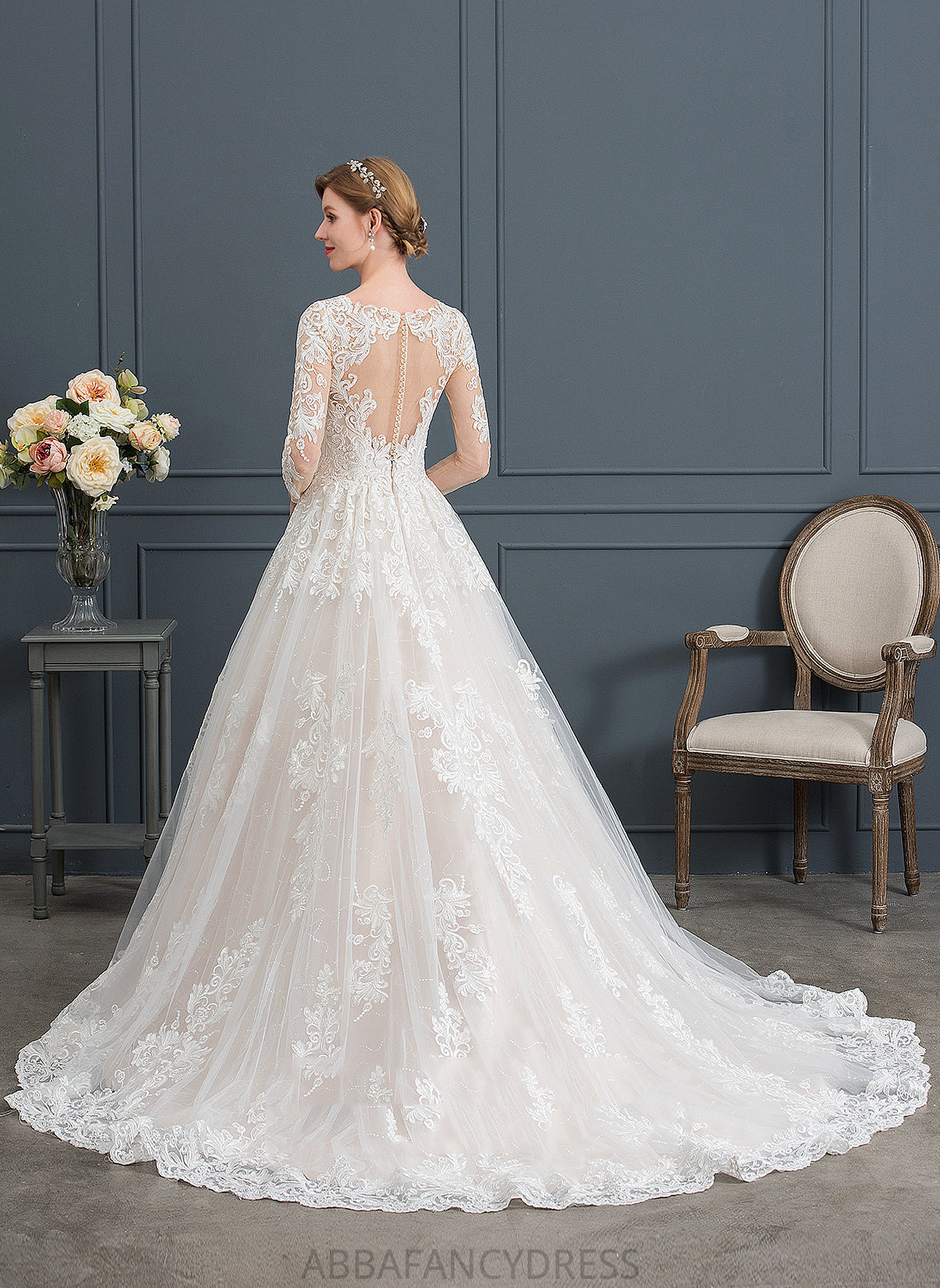 Ball-Gown/Princess Lace Kayden Wedding V-neck Dress Tulle Wedding Dresses