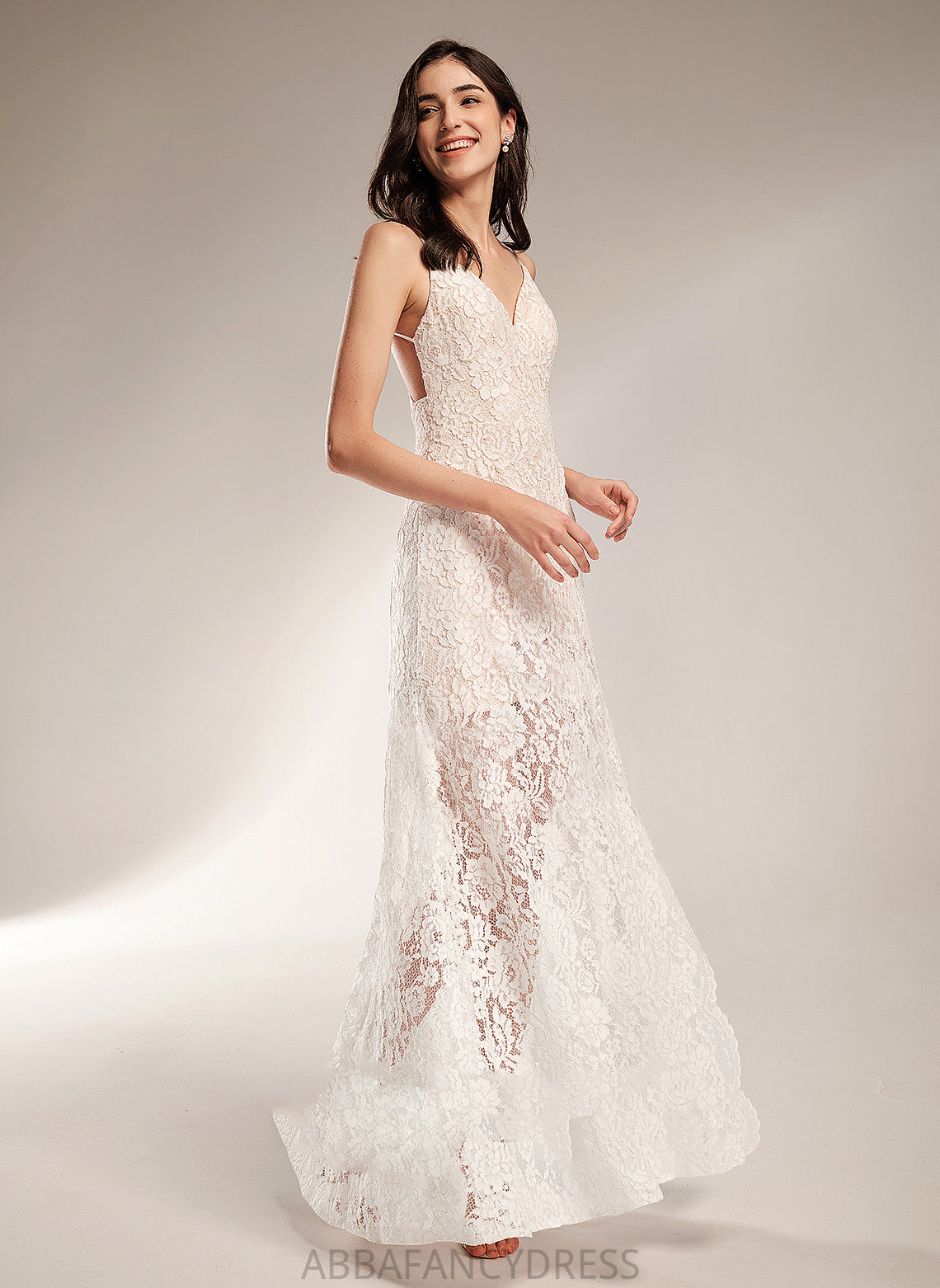 With Split V-neck Wedding Dresses Lace Front Skyler Sheath/Column Floor-Length Dress Wedding