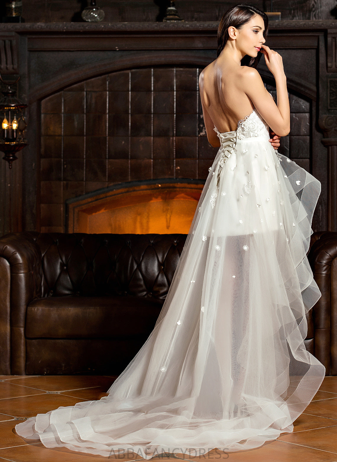 Wedding Dresses Denisse Tulle Sweetheart Asymmetrical Bow(s) With Wedding A-Line Beading Dress