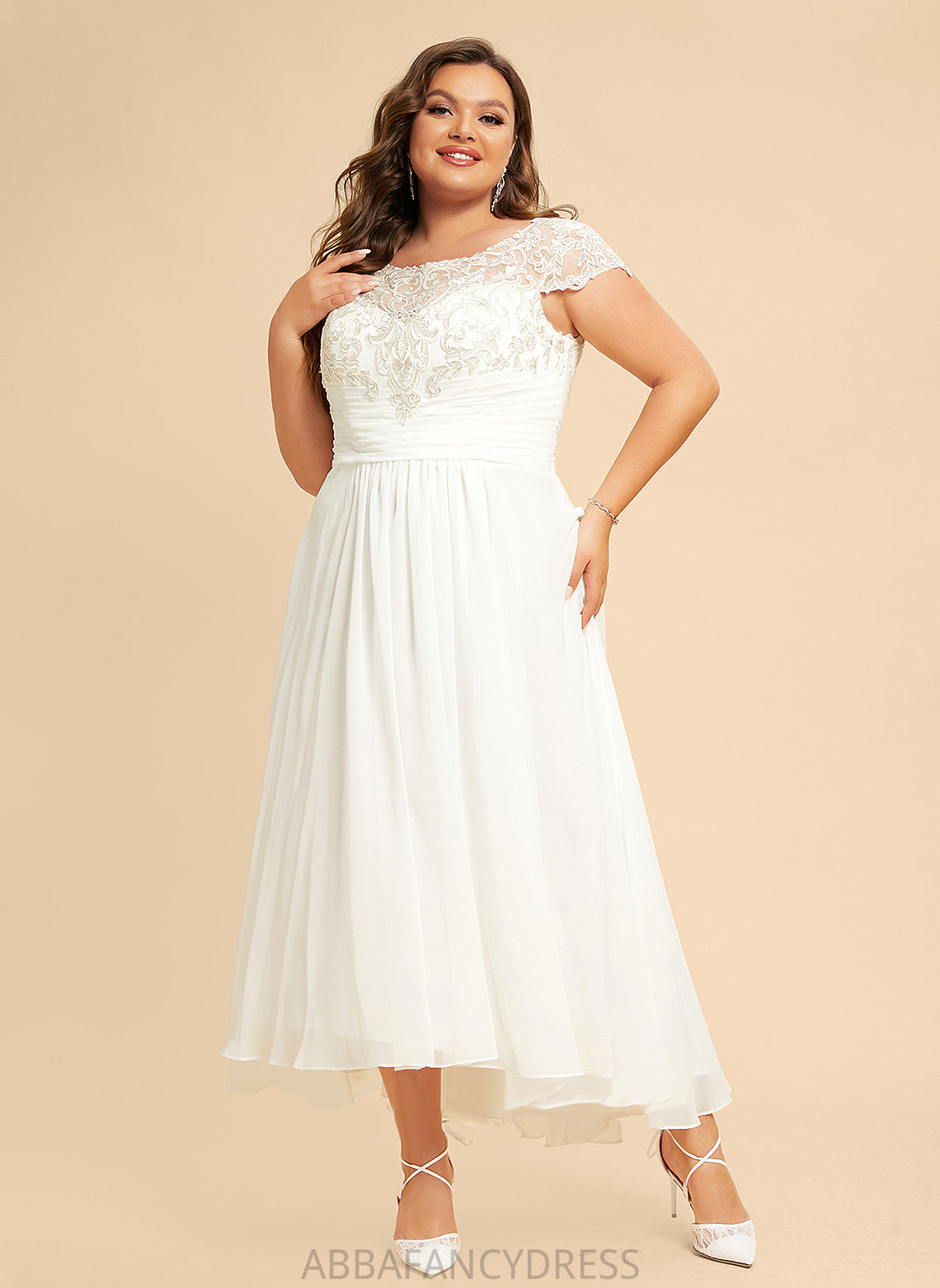 A-Line Wedding Dresses Wedding Lace Asymmetrical Chiffon Scoop Dress Bryanna