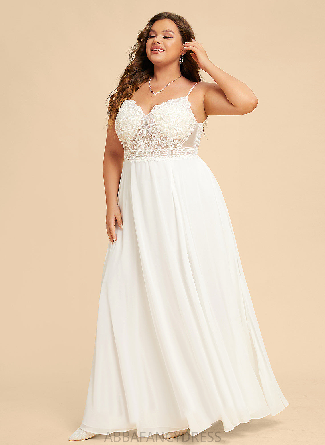 Front Ariana Chiffon Dress Split Wedding A-Line Wedding Dresses V-neck Lace With Floor-Length