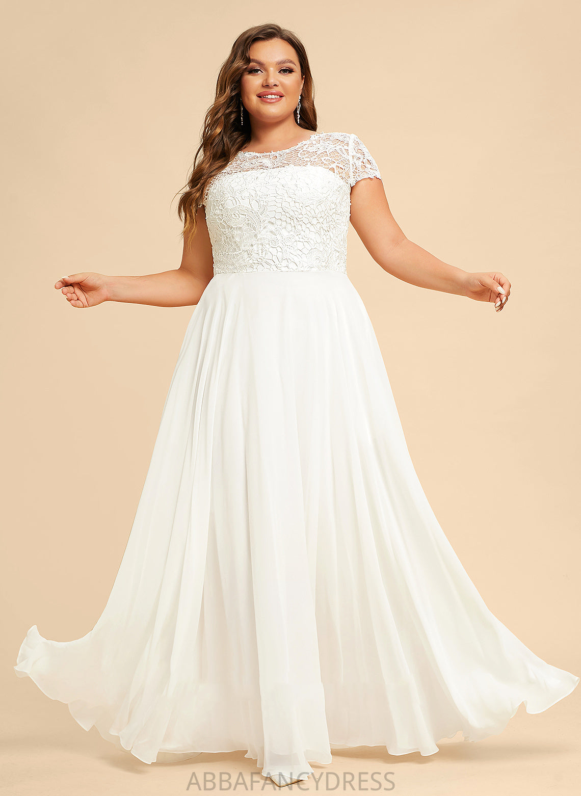 Wedding Lace Scoop Wedding Dresses A-Line Chiffon Floor-Length Delilah Dress