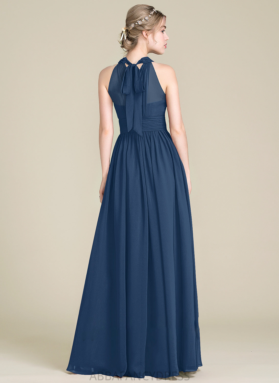 Fabric Floor-Length Embellishment A-Line Neckline Length SplitFront Ruffle Silhouette ScoopNeck Bow(s) Kristin