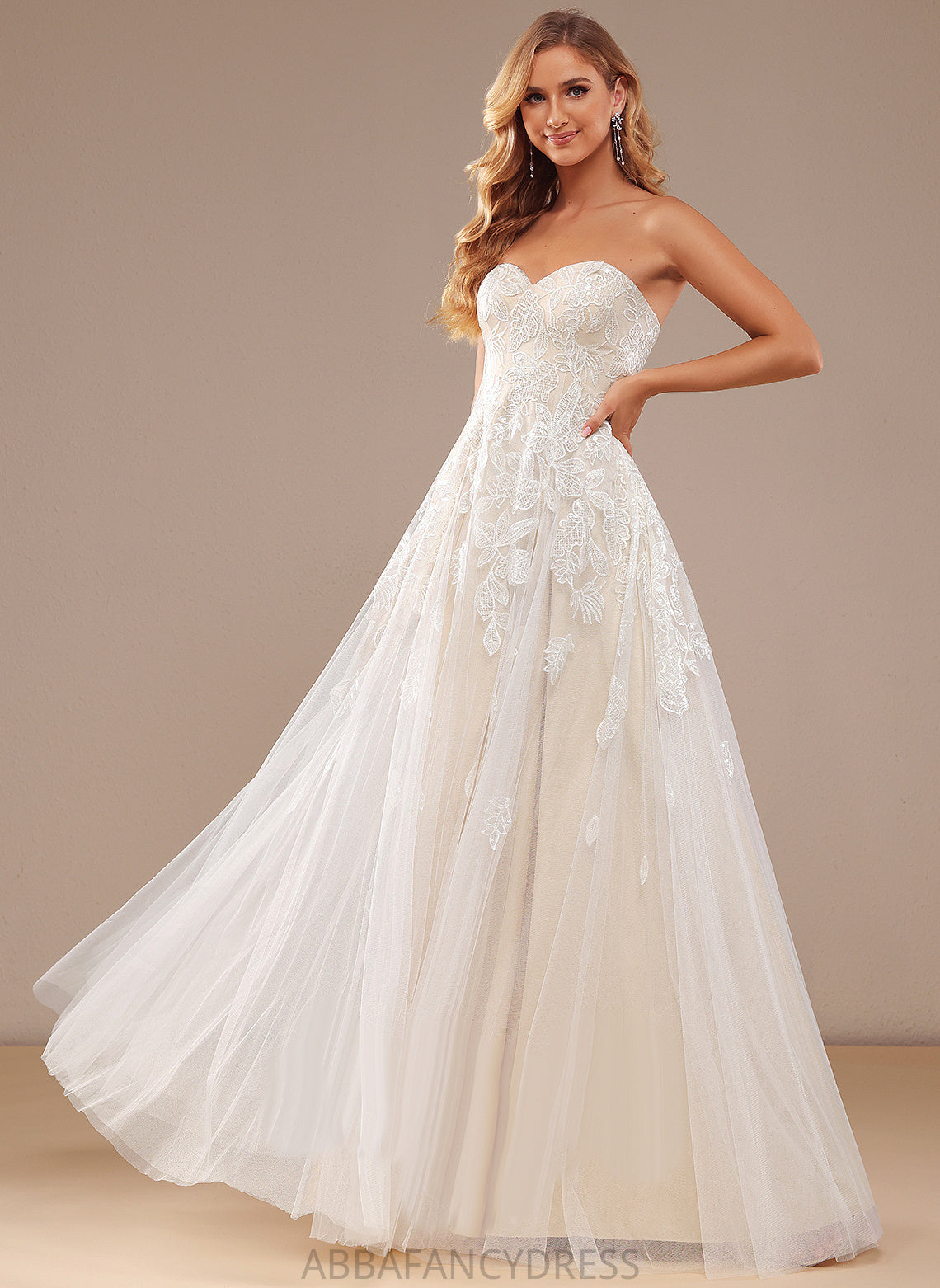 Wedding Lace Dress Wedding Dresses Madilynn Floor-Length Sweetheart With A-Line Sequins